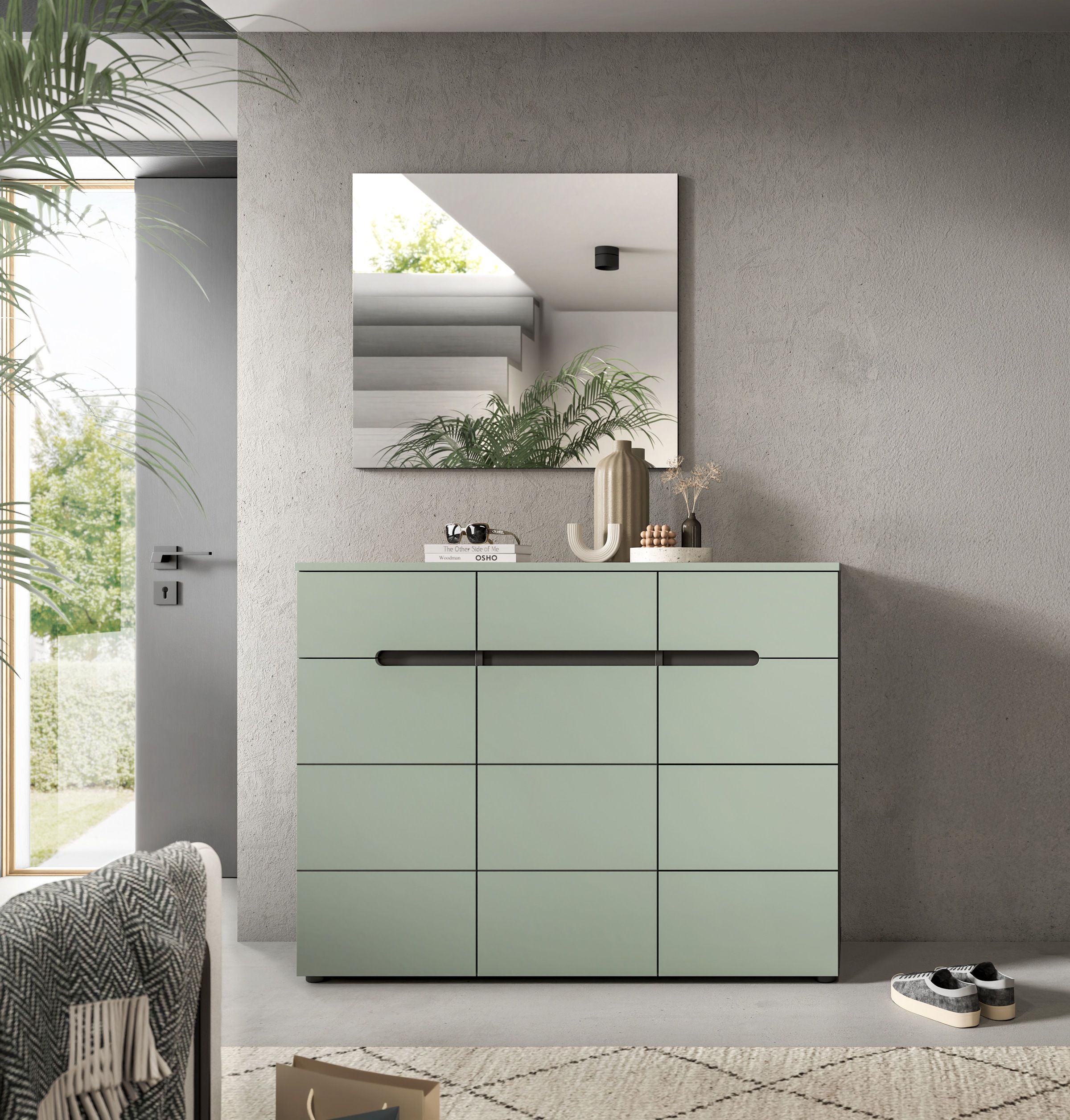INOSIGN Garderobenschrank, (1 St., in verschiedenen Farben erhältlich, Platz für ca. 24 Paar Schuhe), Schuhschrank, Kommode, Schuhkommode, Anrichte, Sideboard
