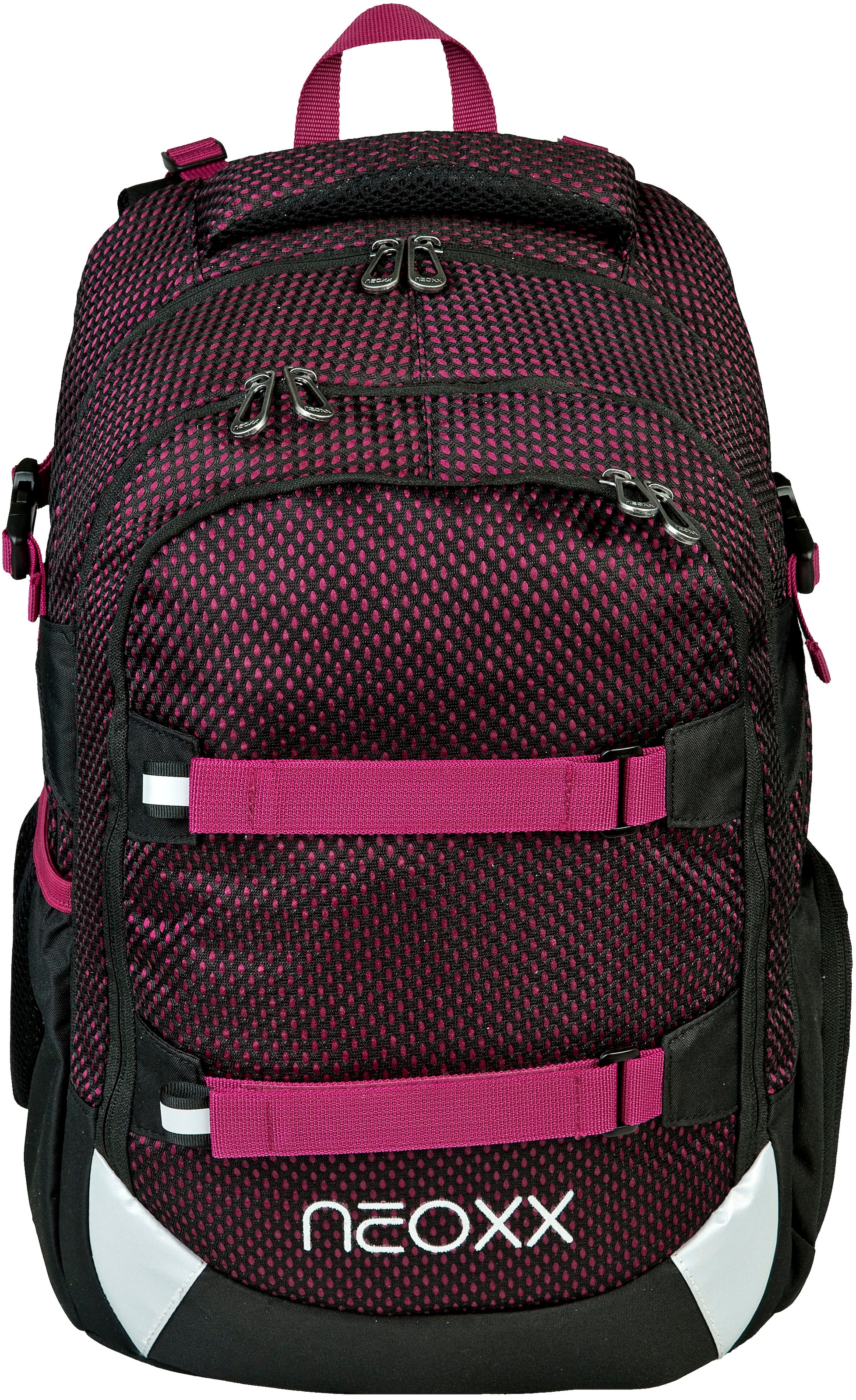 neoxx Schulrucksack "Active, Crazy in Mesh", reflektierende Details, aus recycelten PET-Flaschen