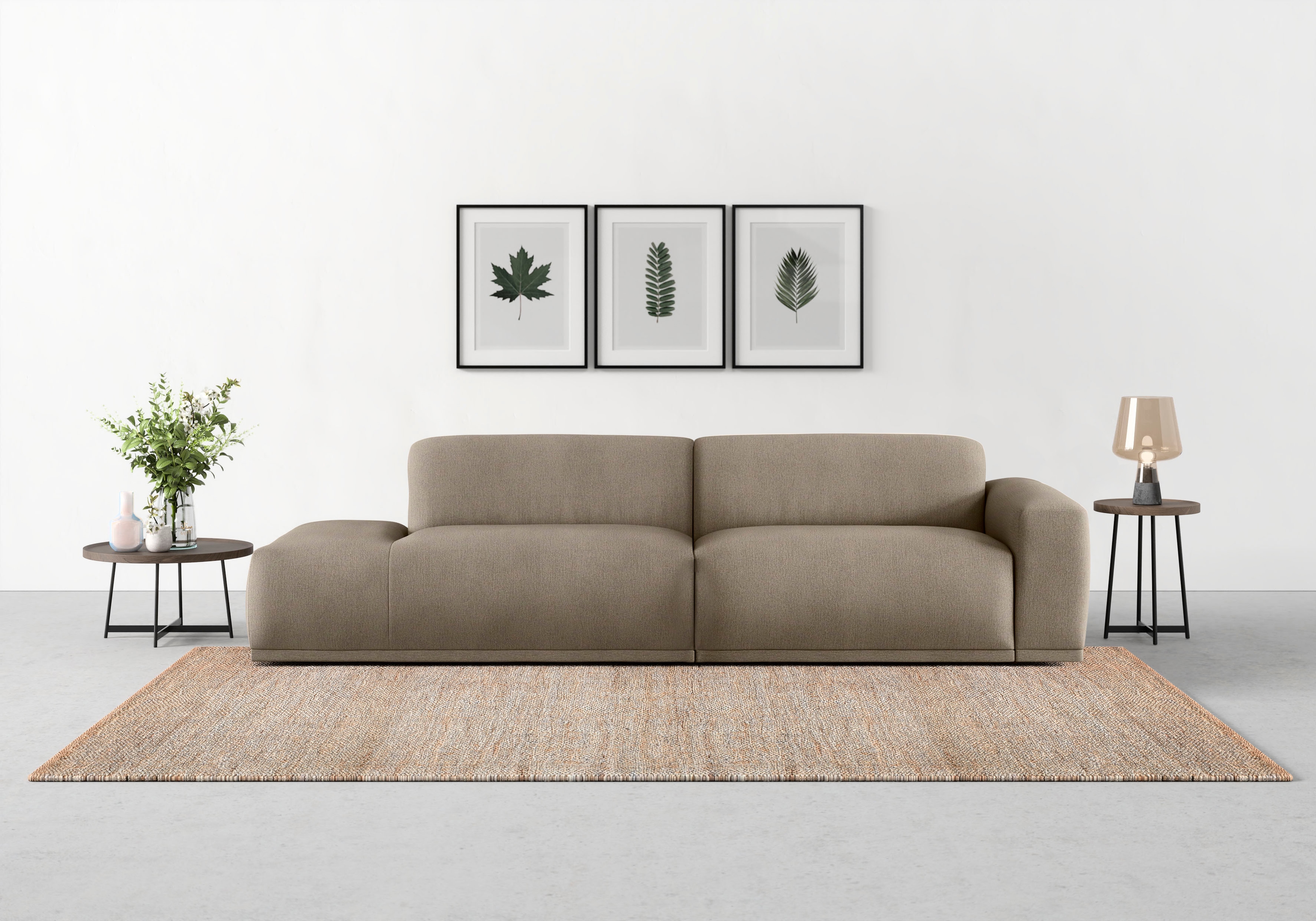 TRENDMANUFAKTUR Big-Sofa "Braga, mit hochwertigem Kaltschaum, Megasofa, Japandi-Design" modernes Big-Sofa, Couch mit hohem Sitzkomfort, 277/72/107 cm (B/H/T)