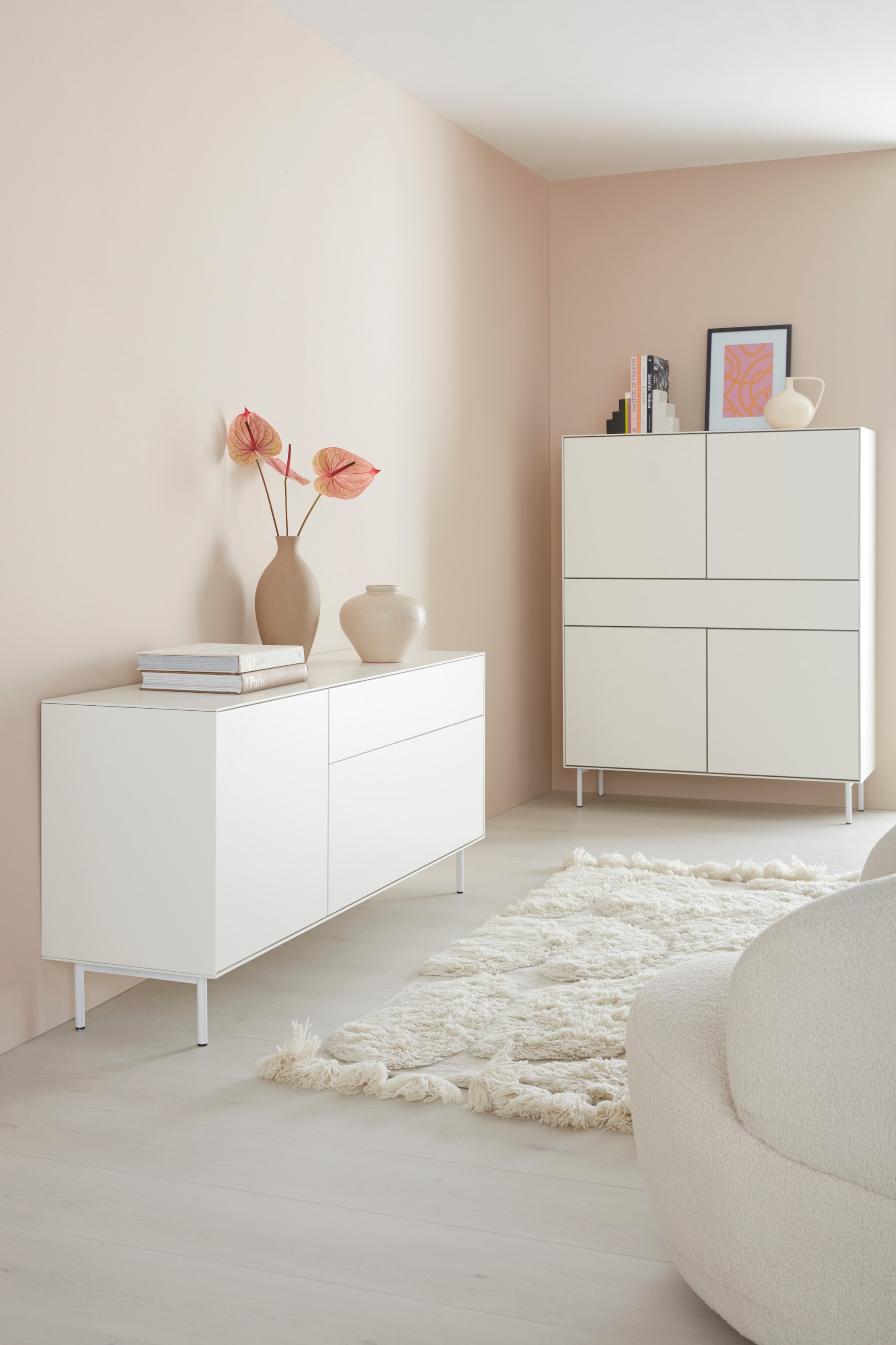 LeGer Home by Lena Gercke Highboard »Essentials«, Höhe: 144cm, MDF lackiert, Push-to-open-Funktion