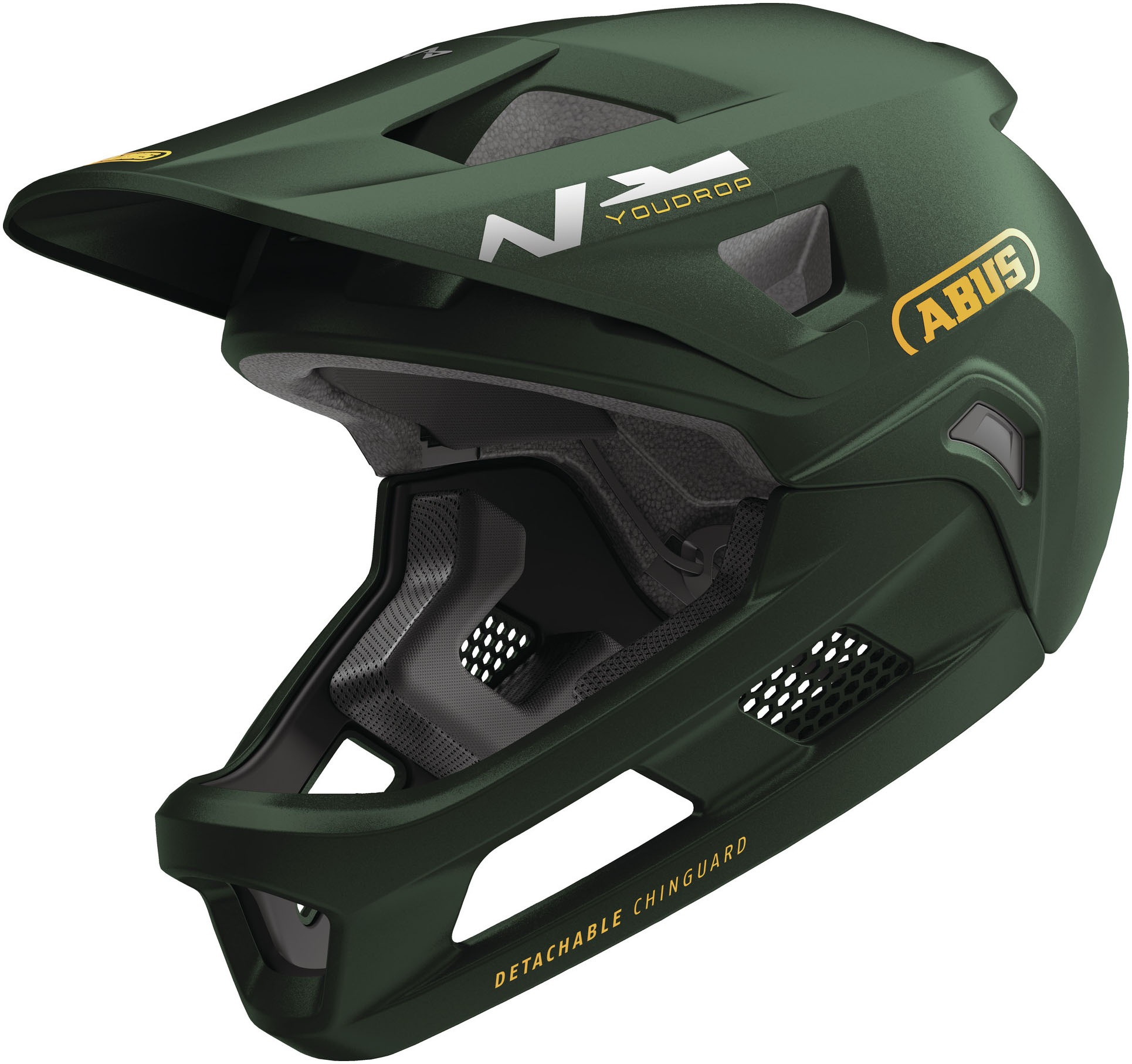 "Kinderfahrradhelm ABUS ""YOUDROP FF"" Gr. S, grün (moss grün), Helme, Kinder, S Kopfumfang: 48cm - 55cm"