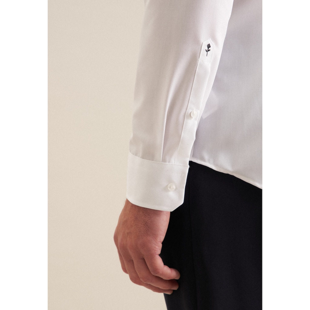 seidensticker Businesshemd »Slim«, Slim Langarm Button-Down-Kragen Uni