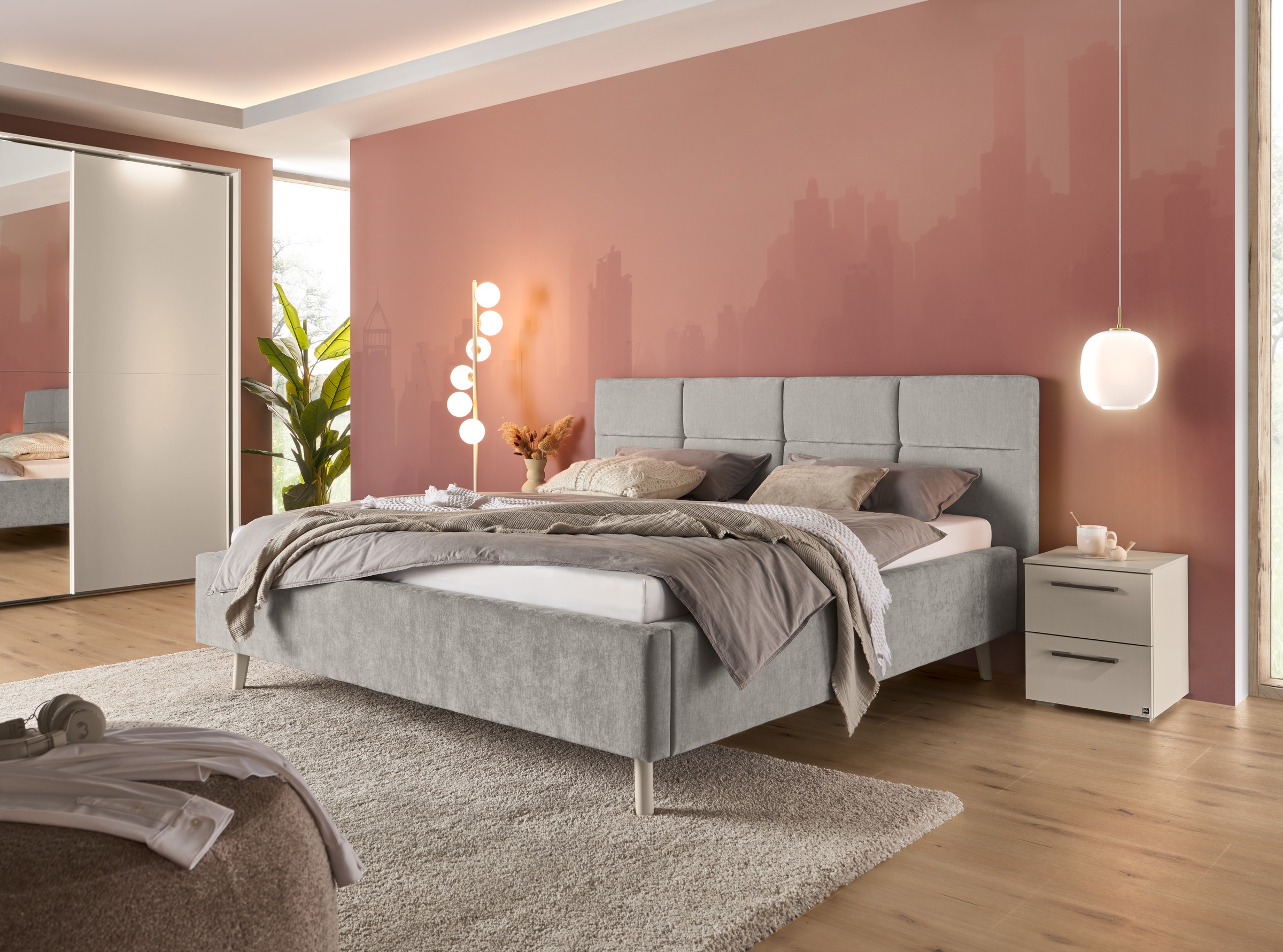 set one by Musterring Polsterbett »Cary, Breite 180cm, inkl. 7-Zonen-Tonnentaschenfederkern-Matratze« Erhältlich in verschiedenen Stofffarbe und Matratzenhärtegraden