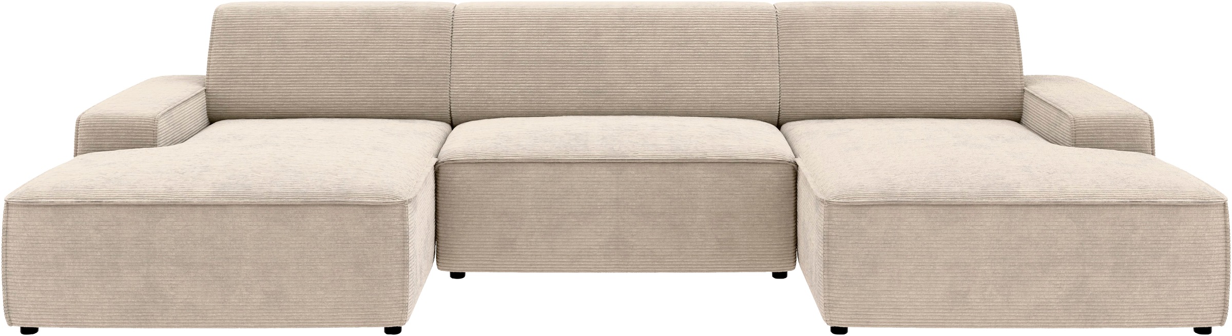 TRENDMANUFAKTUR Wohnlandschaft »Graz, wahlweise mit Sitzvorschub und Bettkasten, U-Form, Breite 329 cm«, in Cord-, haustierfreundlichem LEO Struktur- oder LUMOS-3D-Bezug