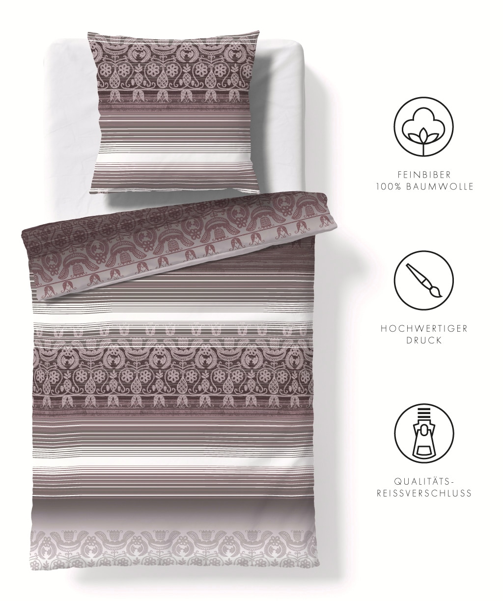 fleuresse Bettwäsche "Aspen" 2 Stk. Feinbiber mit Karo
