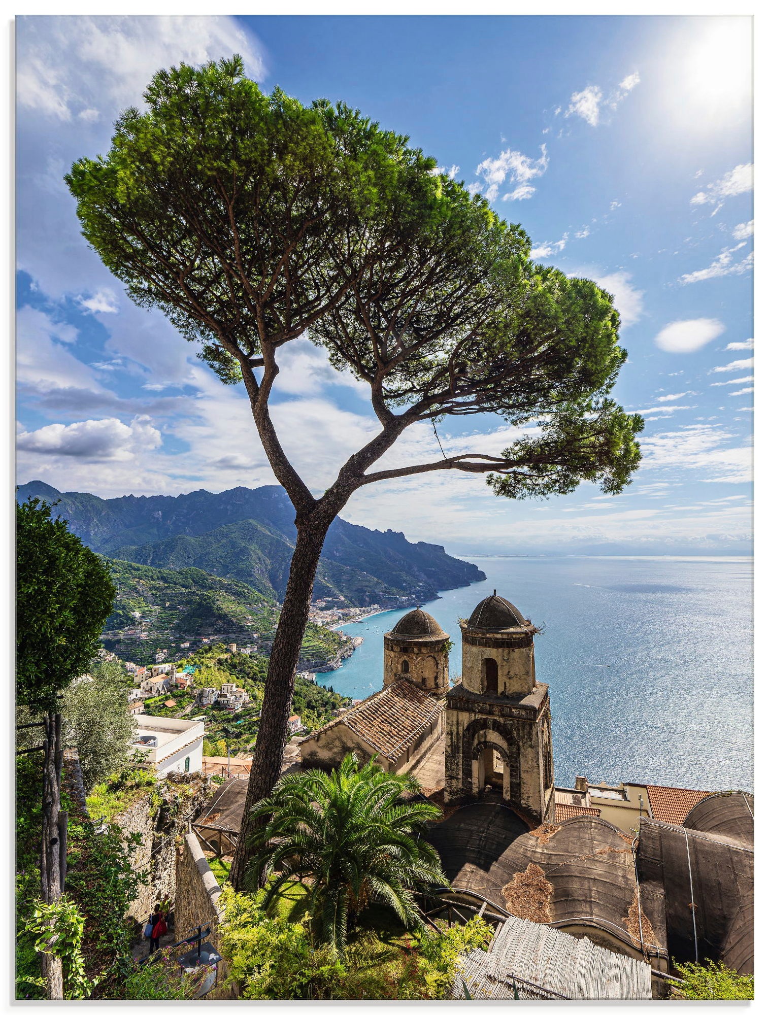 Glasbild ARTLAND "Ravello an der Amalfiküste in Italien", farbe bild(er): blau, B:45cm H:60cm, Bilder, in verschiedenen Größen