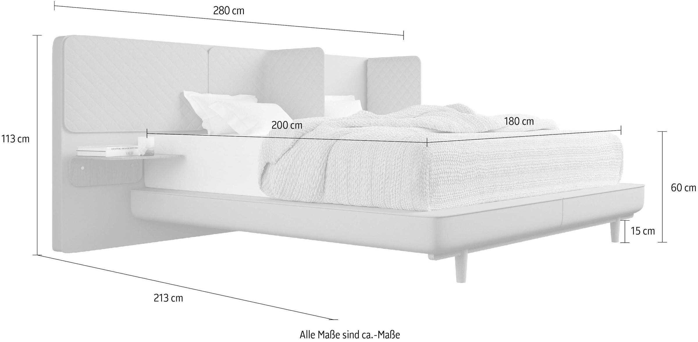 Schlaraffia Boxspringbett »Silence«, in Aqua inkl. Nachtkonsole und Holzfuß in Nussbaum