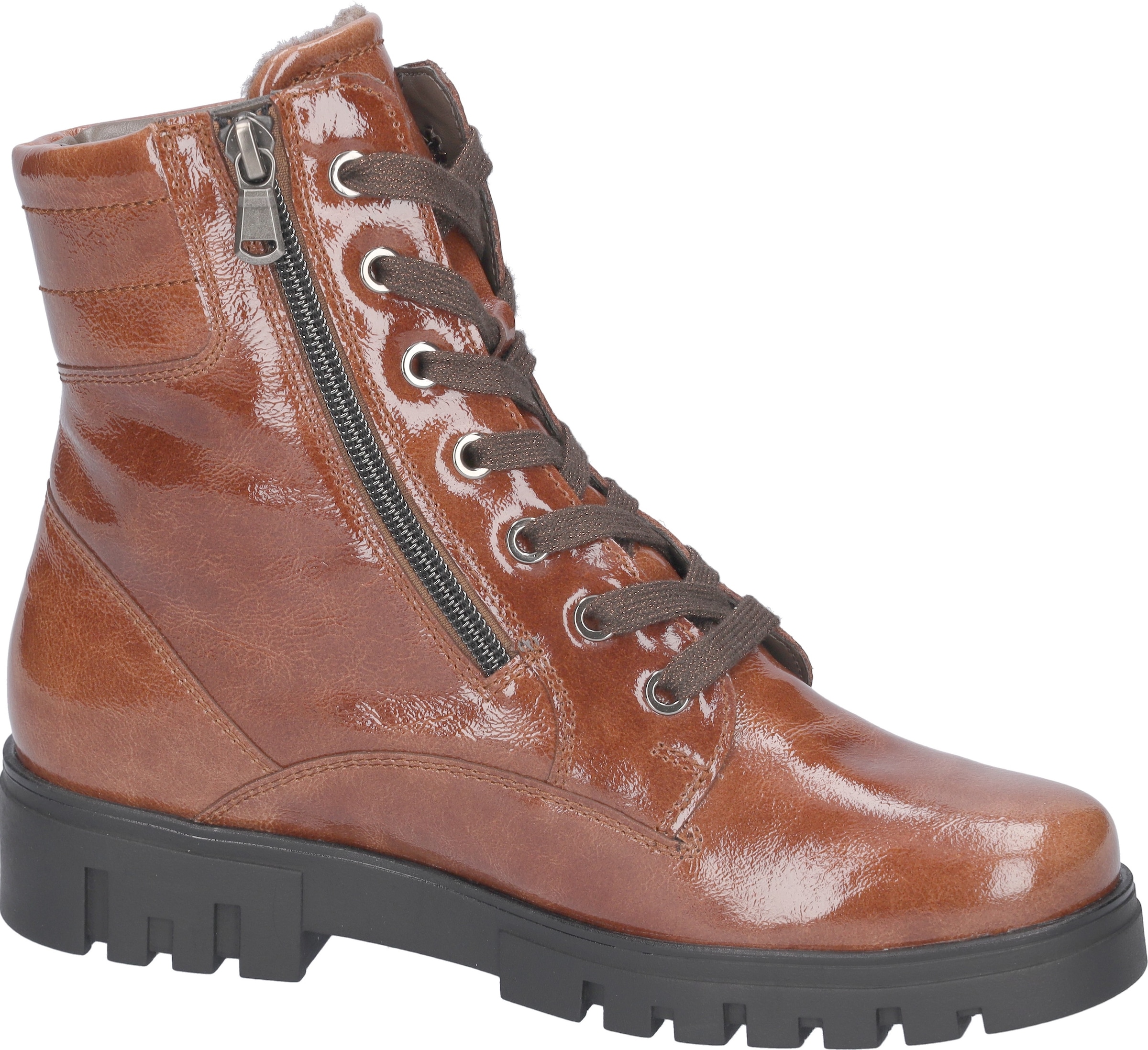 Waldläufer Schnürstiefelette »H-SERENA«, Schnürboots, Lackstiefelette, in Bequemweite G (=weit)