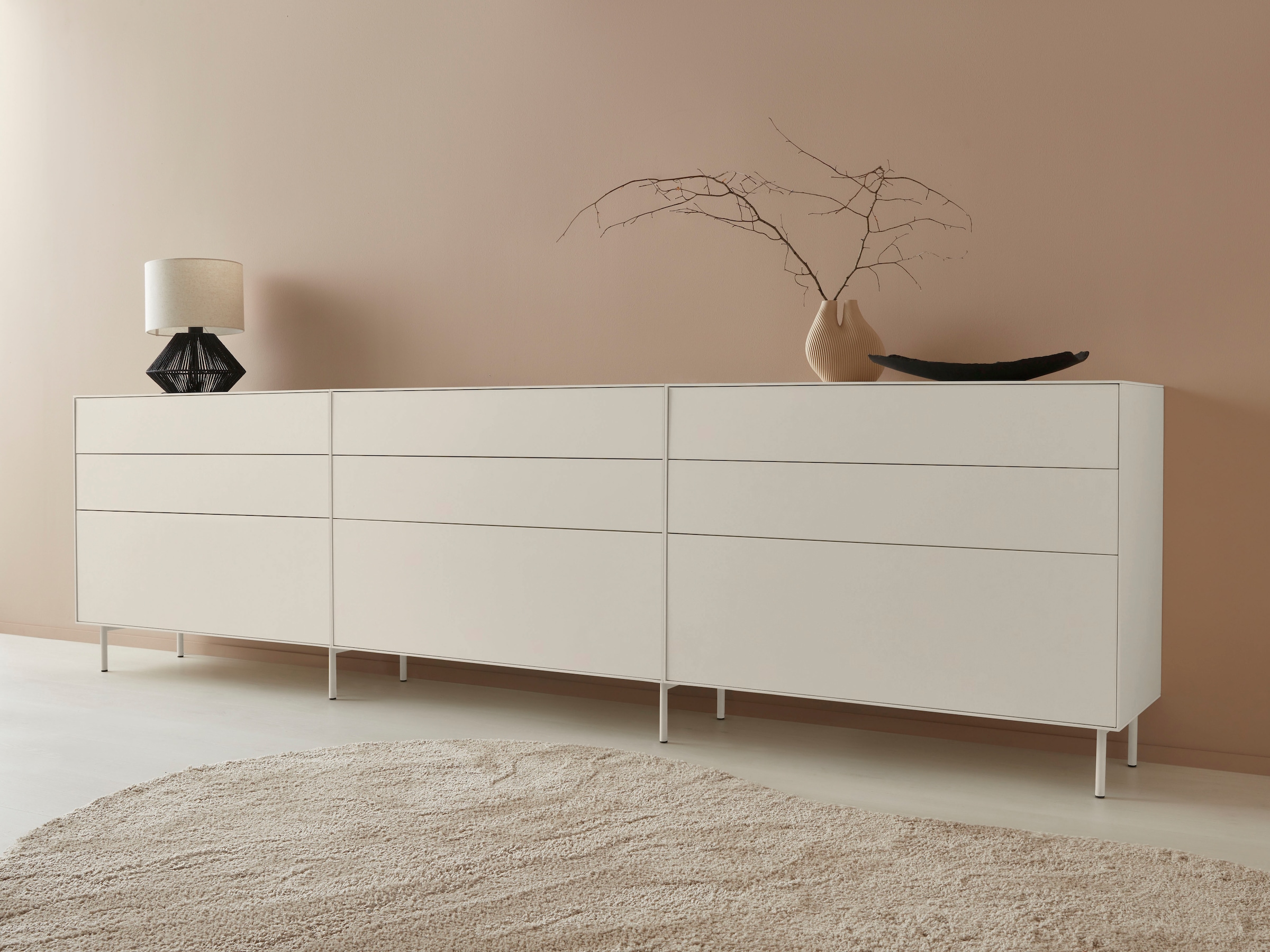 LeGer Home by Lena Gercke Sideboard "Essentials", (3 St.), Breite: 335cm, MDF lackiert, Push-to-open-Funktion