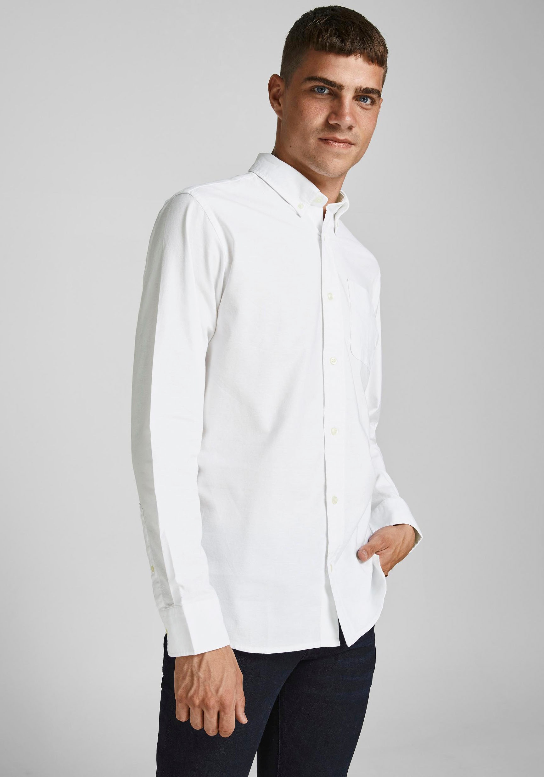Jack & Jones Langarmhemd »BROOK OXFORD«, mit Button-Down Kragen