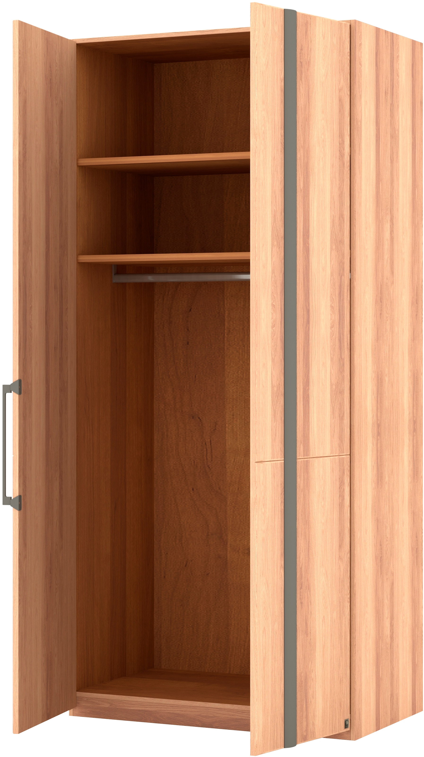 Musterring Drehtürenschrank »Sorrent, Kleiderschrank, teilmassiv Eiche«, (mit Türdämpfern, in 5 Breiten & 2 Höhen, extra Böden, MADE IN GERMANY), Türen in Eiche massiv mit Absetzung in Schiefer, verschiedene Maße