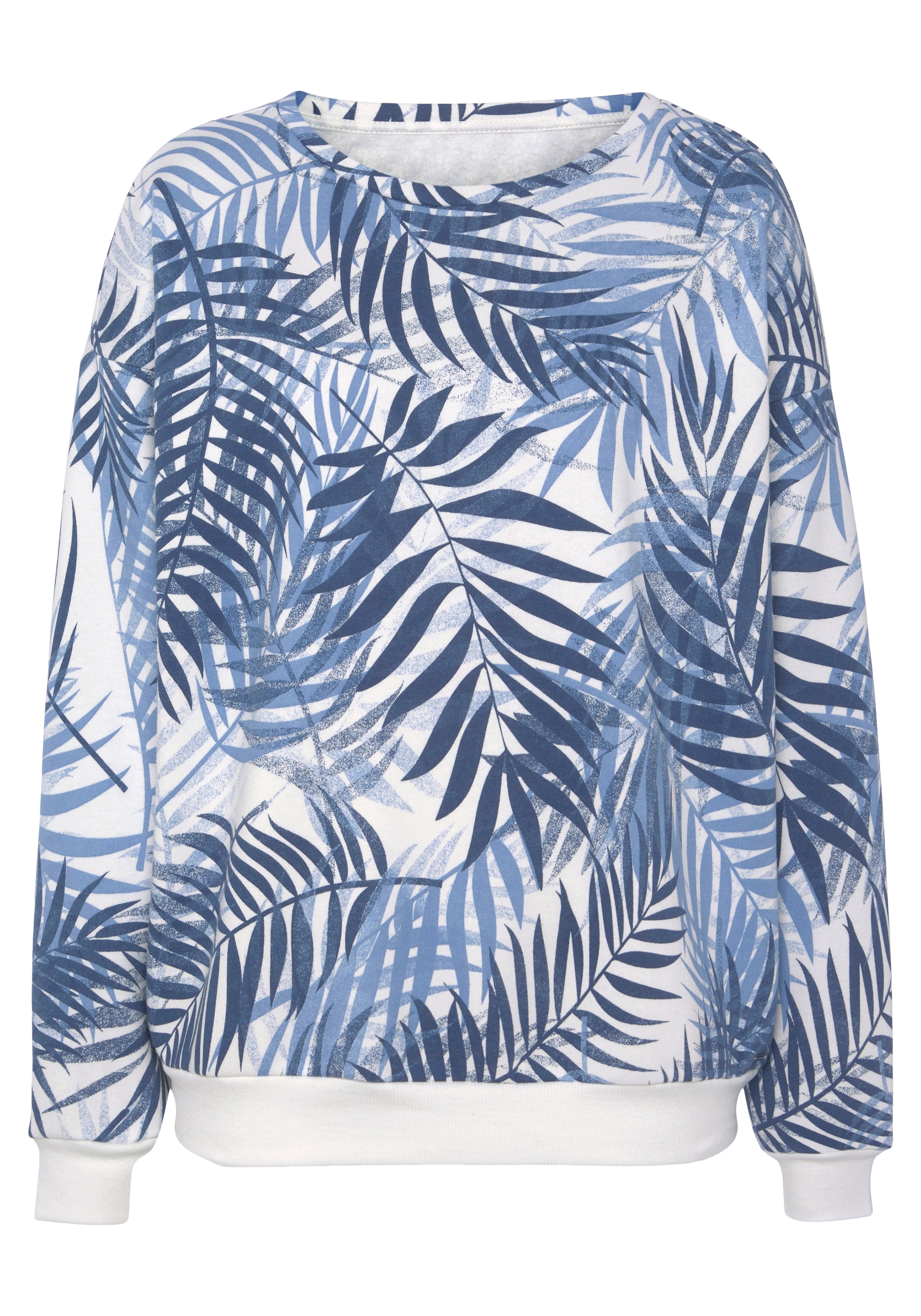 LASCANA Sweater, Loungeshirt mit Allover-Blätterdruck, Loungewear