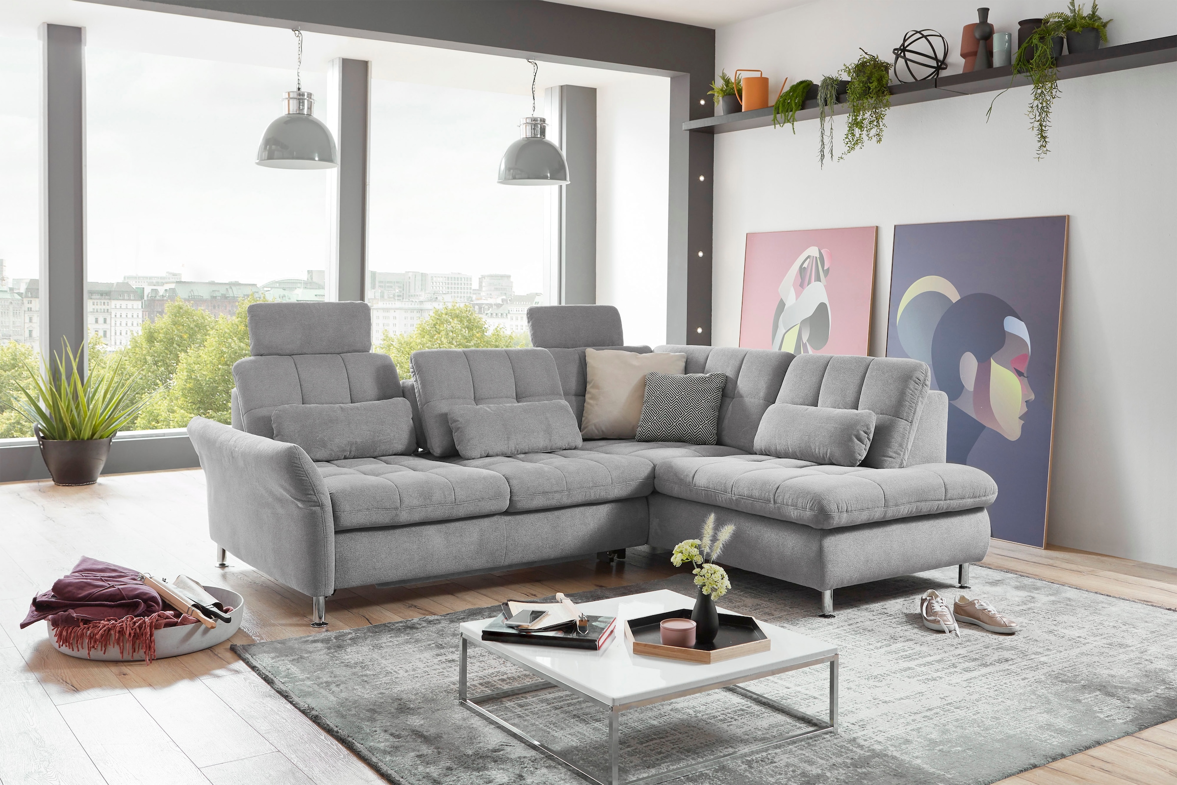 Die PlanBar Ecksofa »MP-IN20016 L-Form mit Kaltschaum-Polsterung«, wahlweise mit Kopfstützen und Bettfunktion, mit Kaltschaum-Polsterung