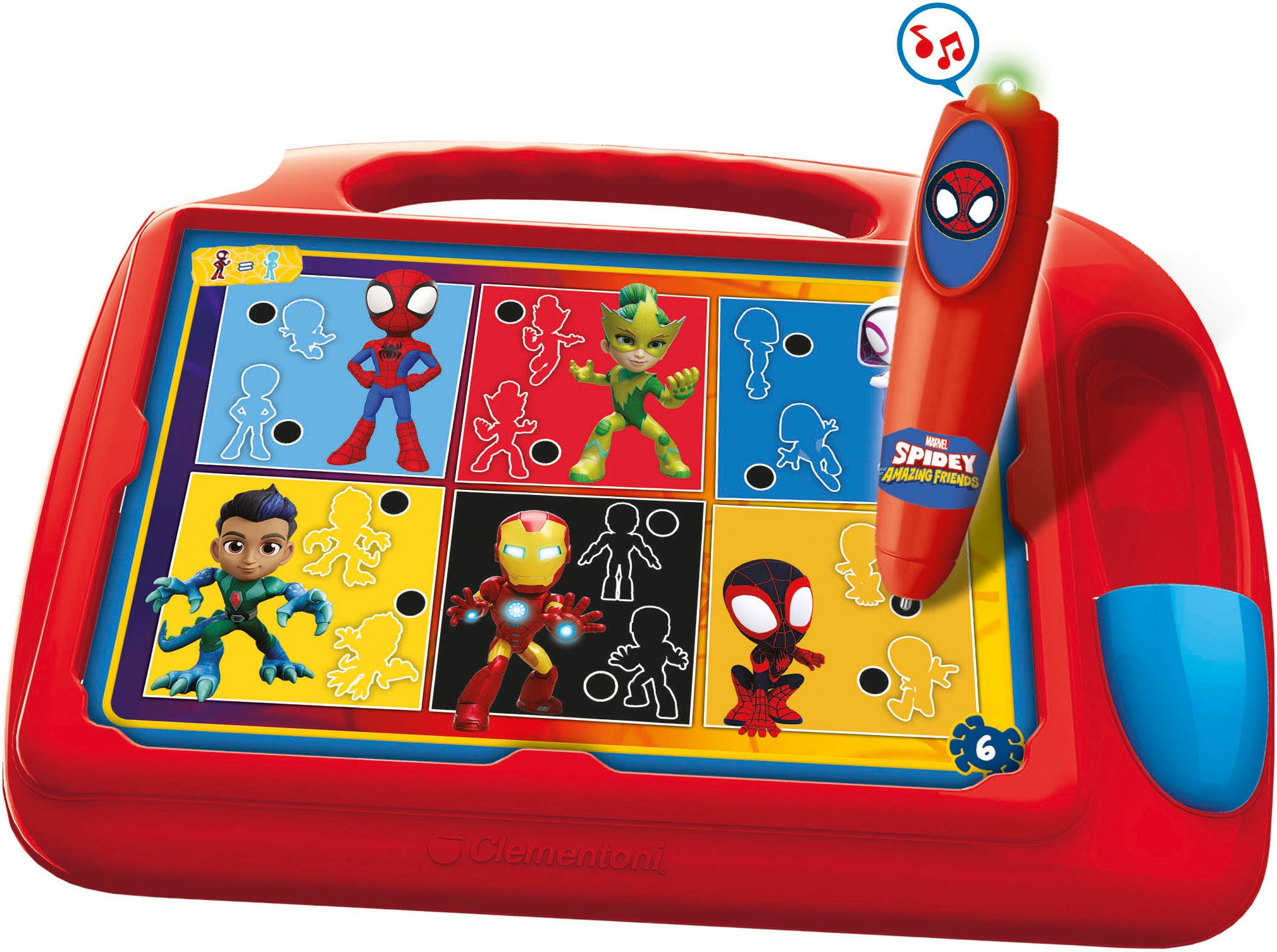 Clementoni® Spiel »Spidey und seine Superfreunde, E-Lektor Quiz Travel«, Made in Europe