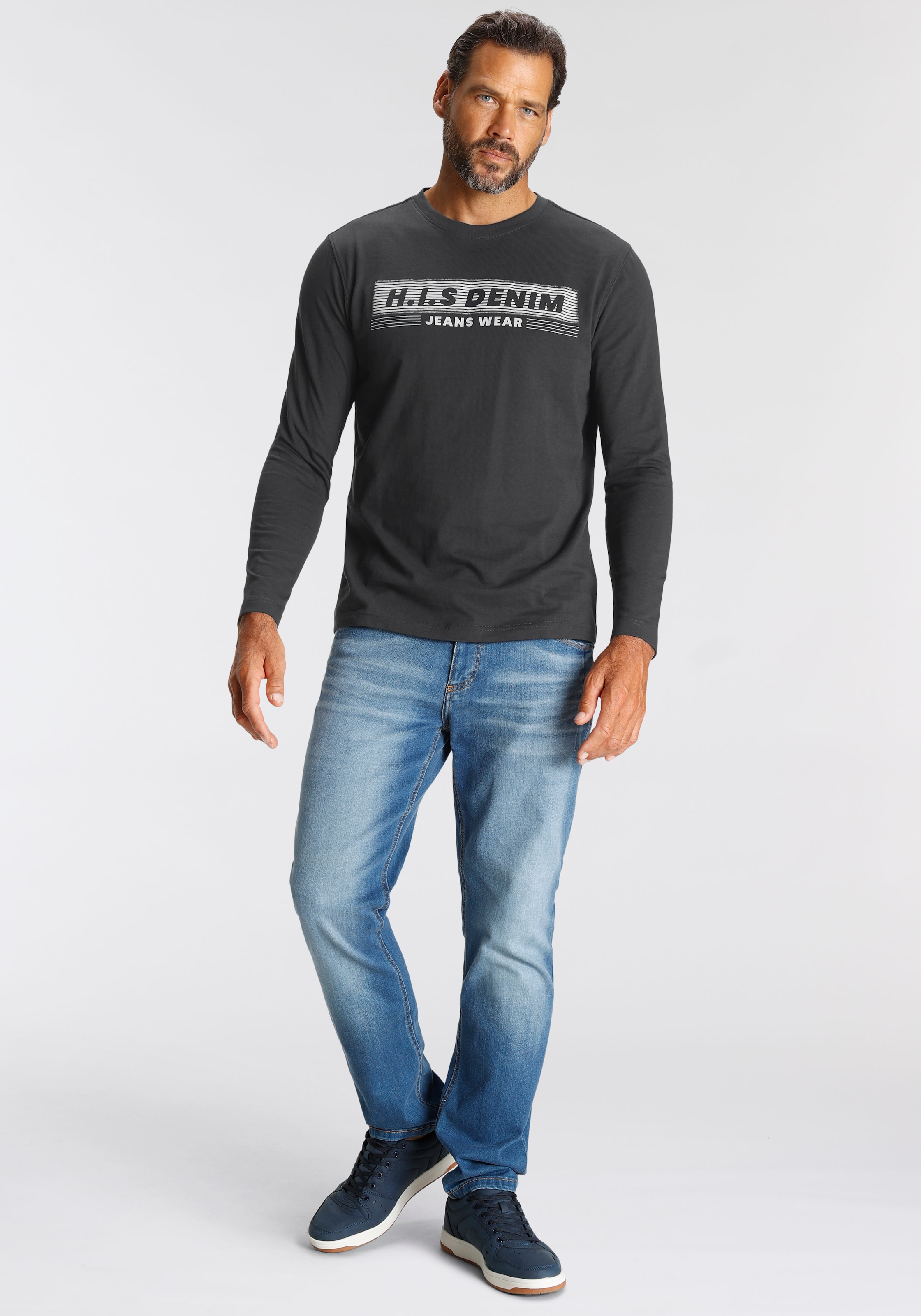 H.I.S Longsleeve, Langarm, bedruckt, Rundhalsausschnitt, für die Freizeit