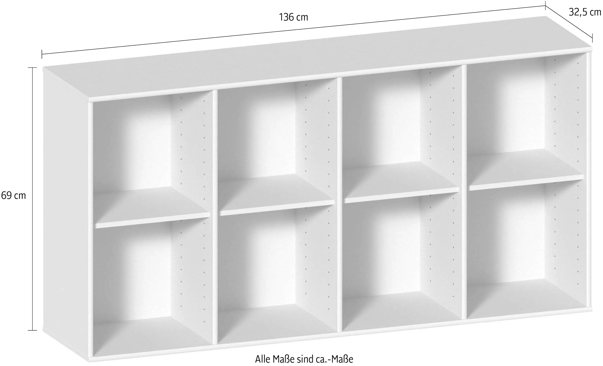 Hammel Furniture Sideboard »Mistral Kubus 116, hängend/stehend montierbar«, (1 St.), Verstellbar Einlegeböden, B: 136 cm, anpassungsbar Designmöbel