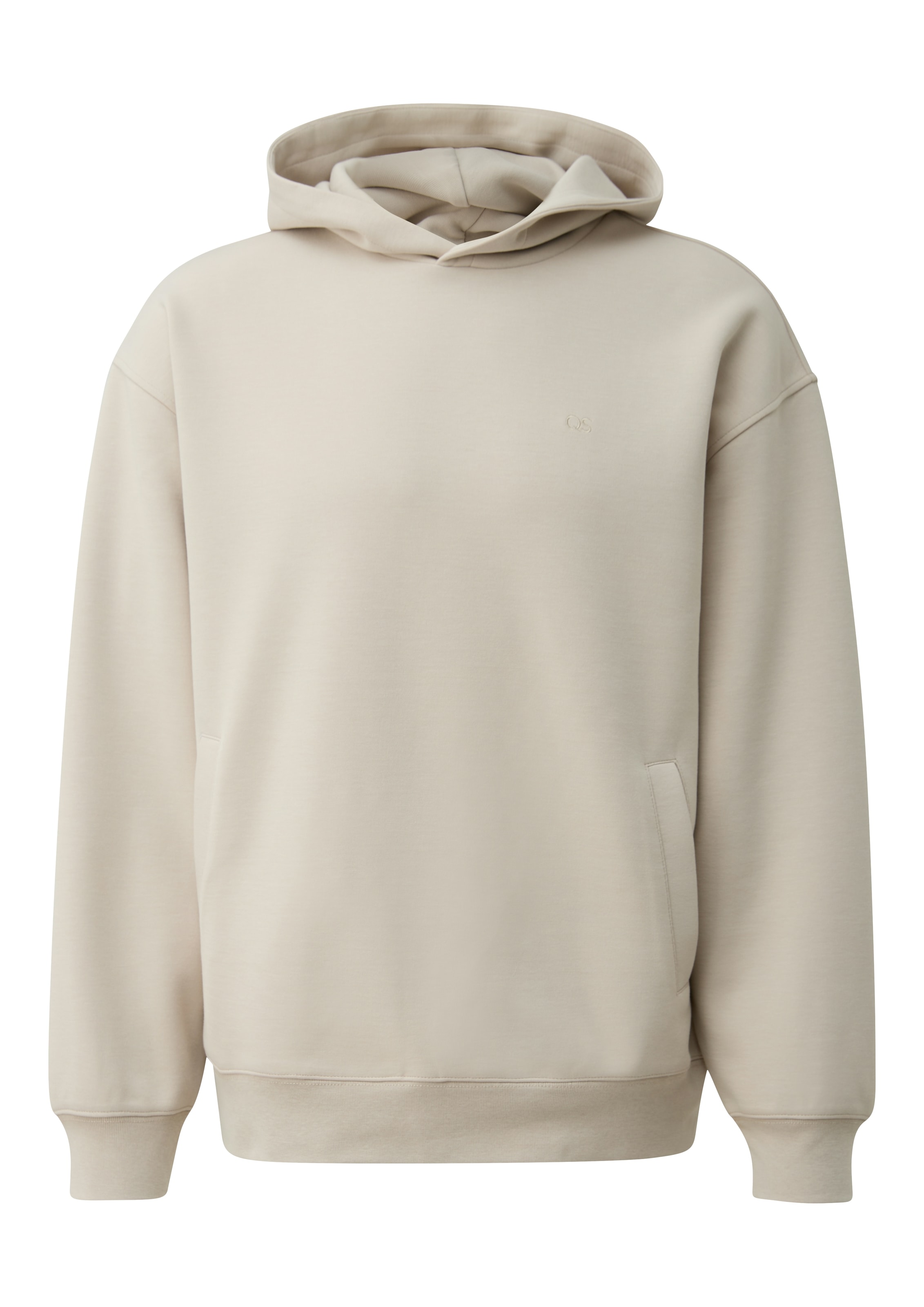 QS Kapuzensweatshirt , unifarben, mit Logo-Stickerei
