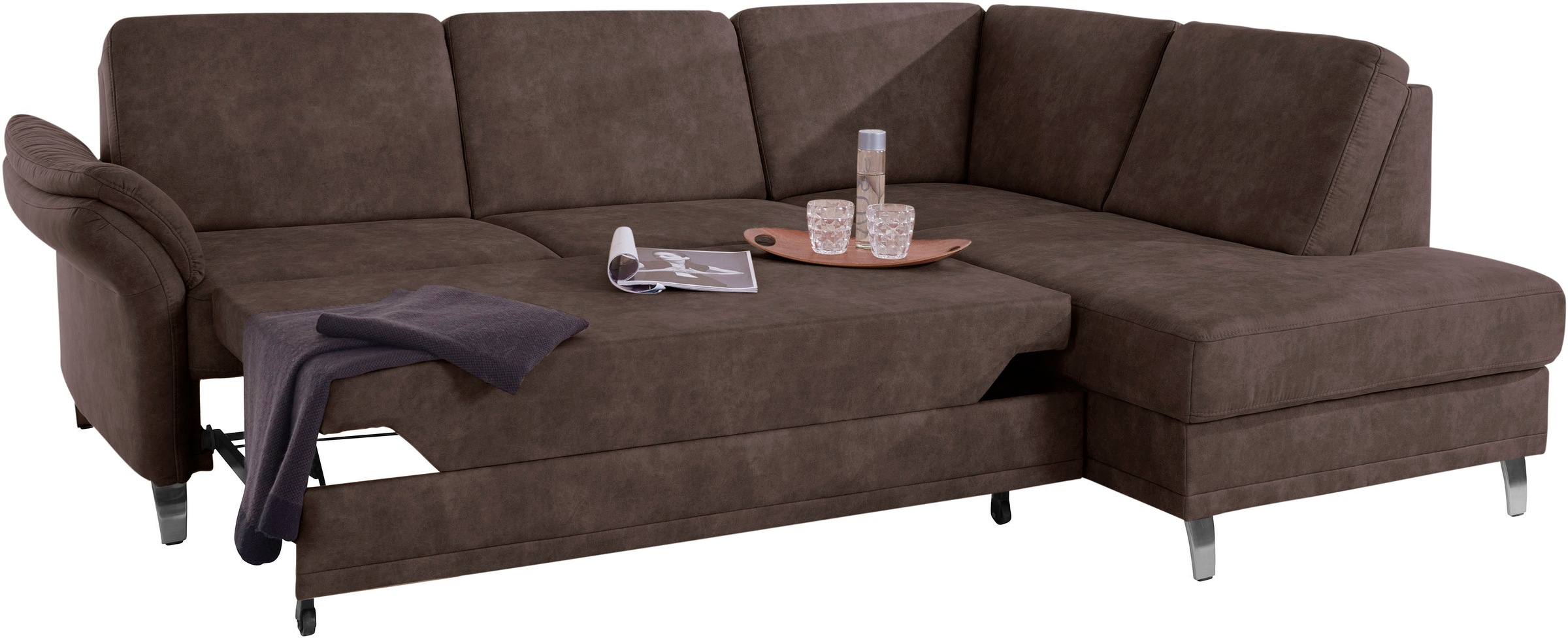 sit&more Ecksofa »Clio L-Form«, wahlweise mit Bettfunktion und Bettkasten, inklusive Federkern