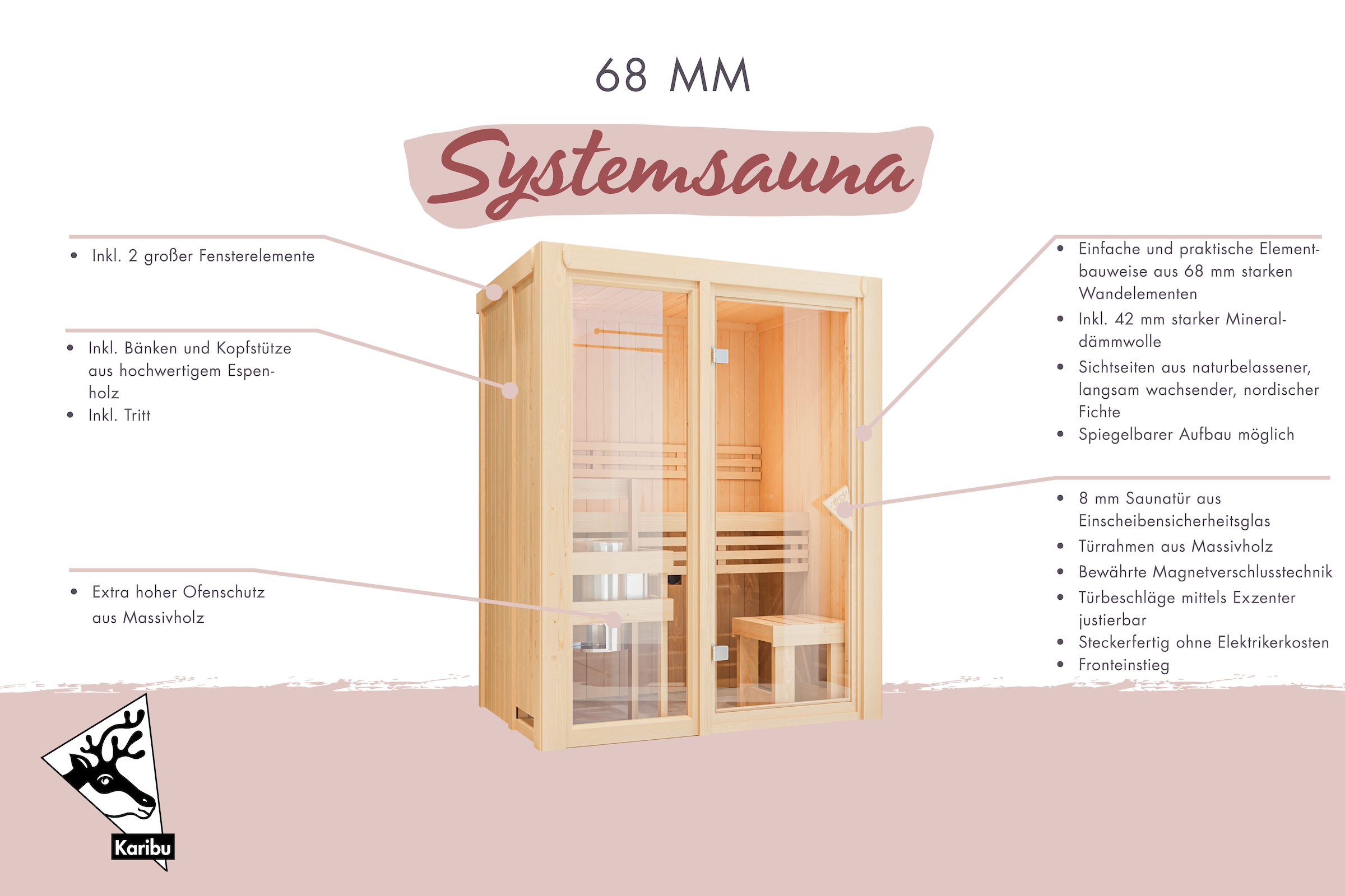 Karibu Sauna »Alani 3« verschiedene Varianten