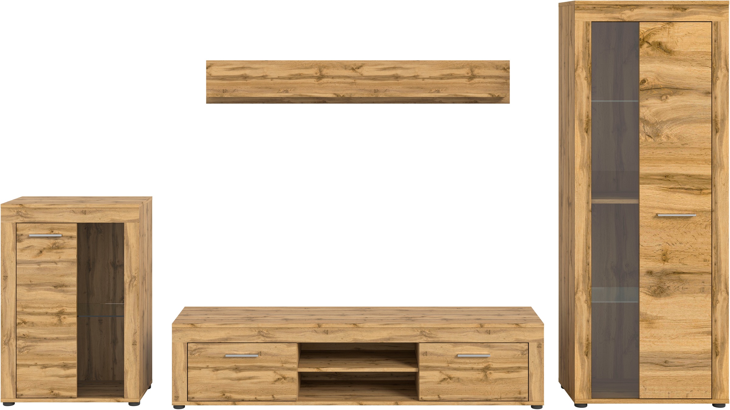 INOSIGN Wohnzimmer-Set "Aosta, 4-tlg., best. aus: Vitrine, Lowboard, Wandbo günstig online kaufen