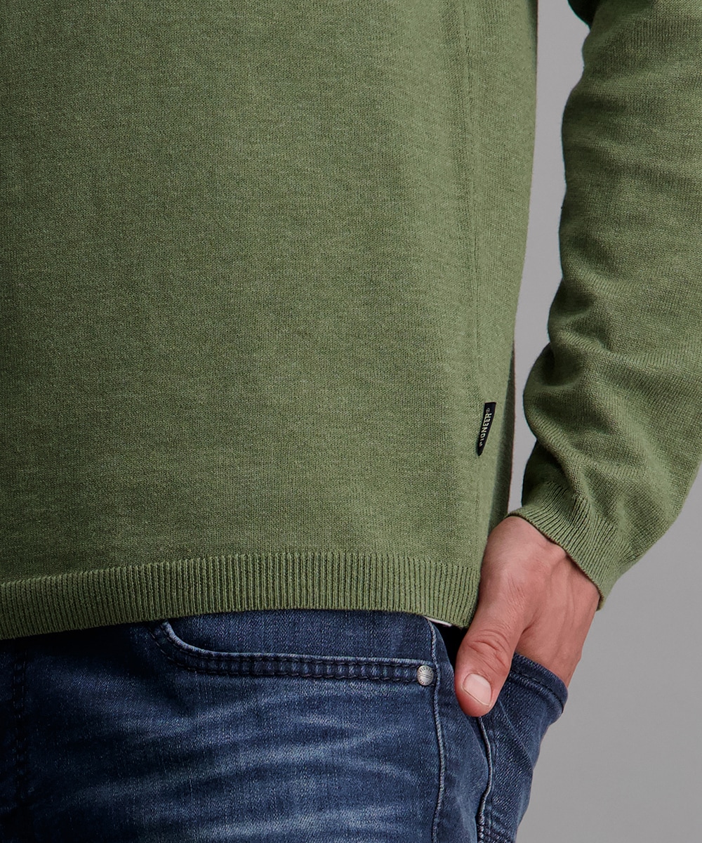 Pioneer Authentic Jeans Rundhalspullover mit Rollkante