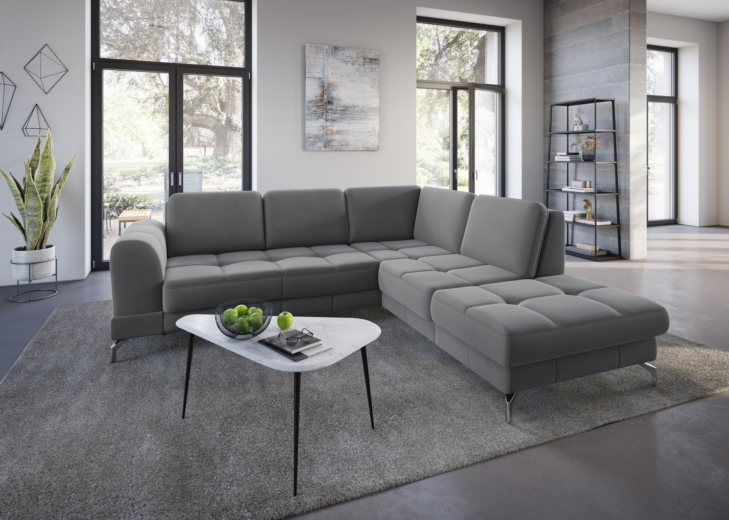 sit&more Ecksofa »Bendigo L-Form«, inklusive Sitztiefenverstellung, Bodenfreiheit 12 cm, in 2 Fußfarben