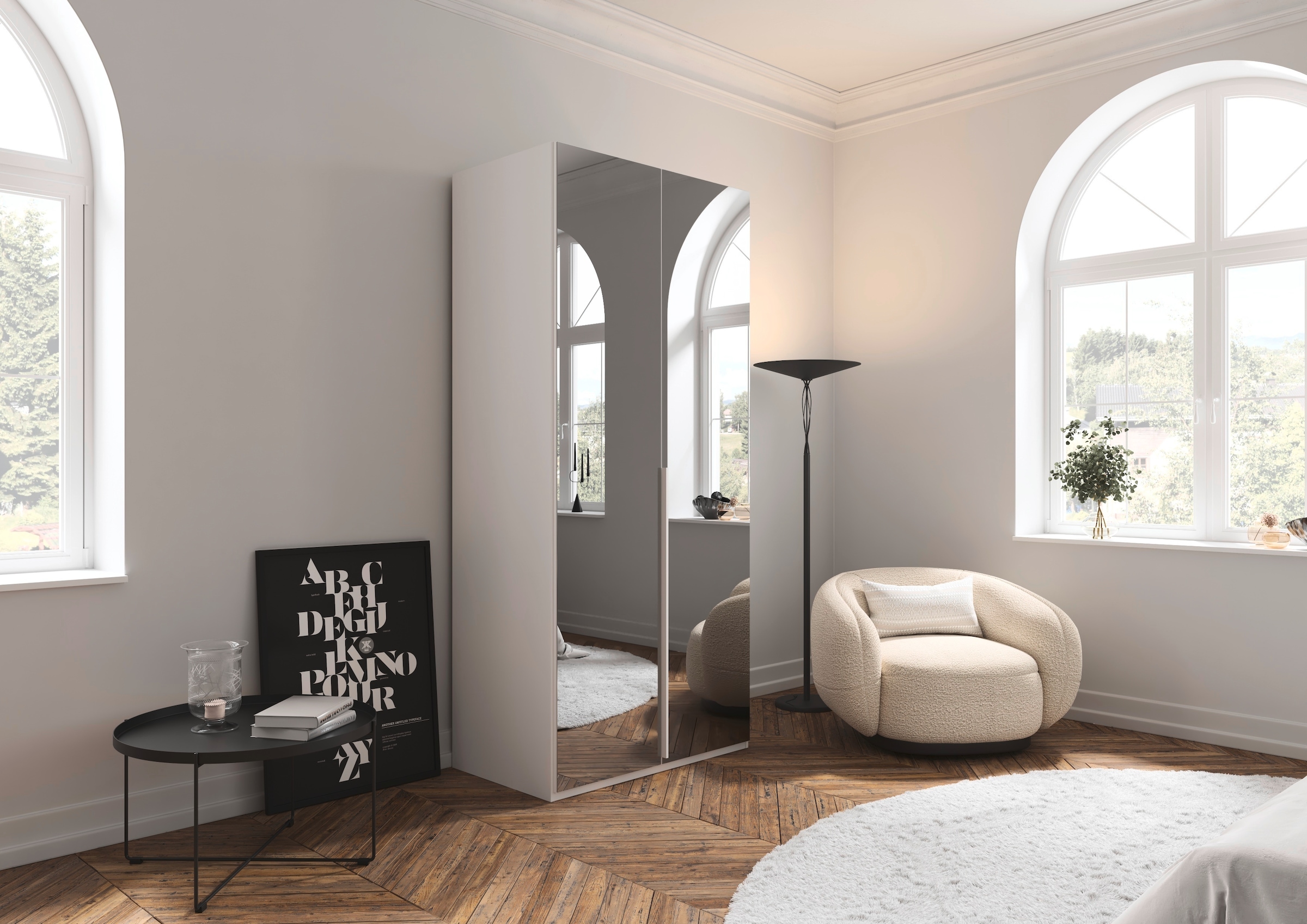 LeGer Home by Lena Gercke Kleiderschrank »Schrank Garderobe Ankleide Schlafzimmer Flur Serina«, (in 3 verschiedenen Ausstattungen BASIC/CLASSIC/PREMIUM), in 6 Breiten (101 - 401 cm) mit Front Glas oder Dekor MADE IN GERMANY
