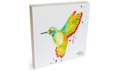 Holzbild »Tischdeko Kolibri Holzbild Vogel«, Blumen, (1 St.)