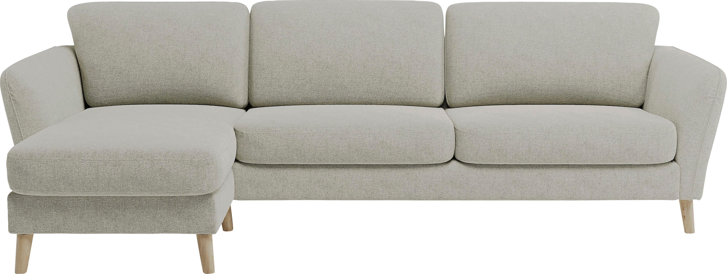 Home affaire Ecksofa »MARSEILLE (279/152cm),L-Form, Rec. rechts/links, verschiedene Bezüge« Massivholzbeine Eiche, Landhausstil, Wellenunterfederung