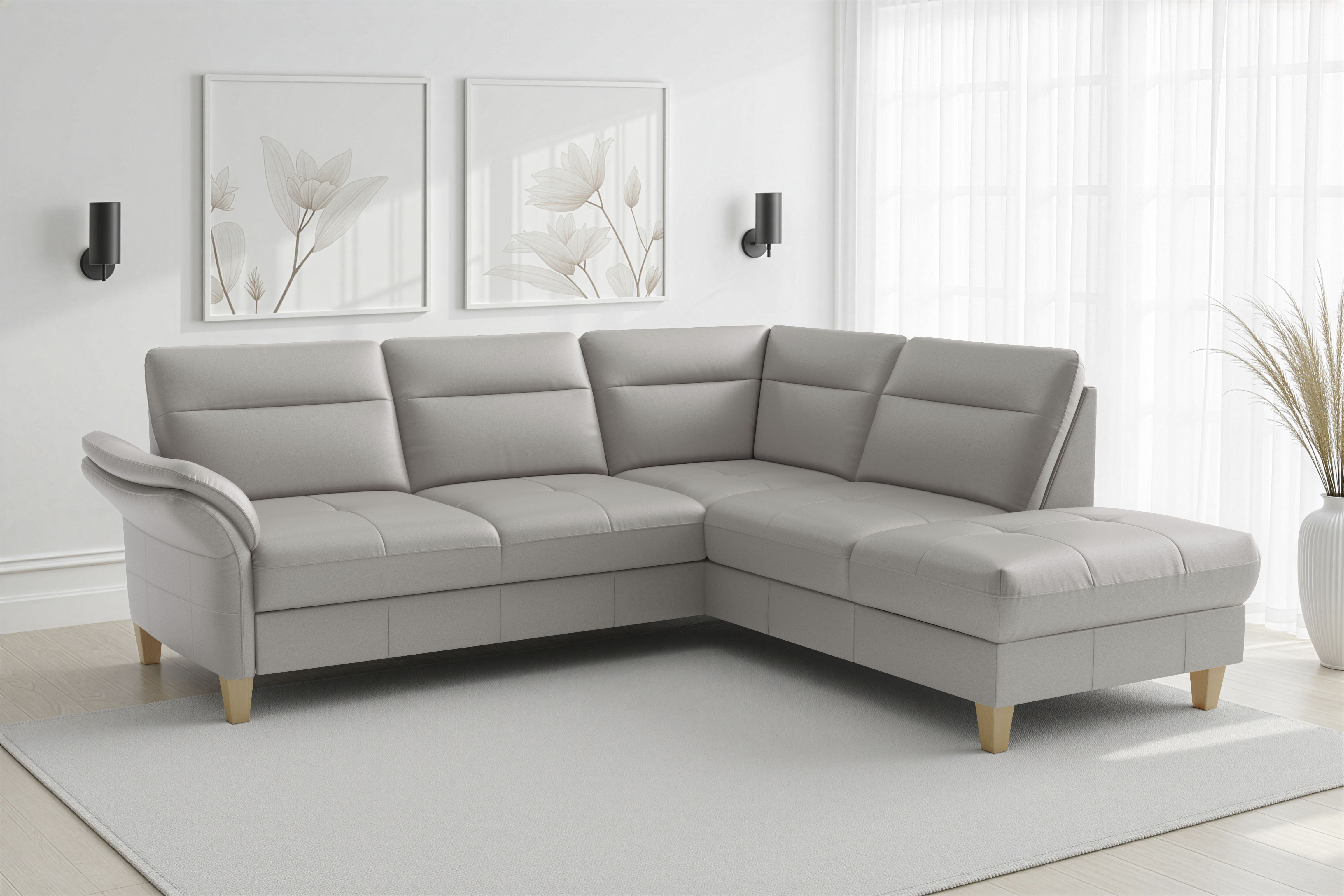 sit&more Ecksofa "Pamela L-Form, B: 218 cm, optional Schlaffunktion & Bettkasten, Leder" optional Armteilverstellung, Schlaffunktion & Bettkasten