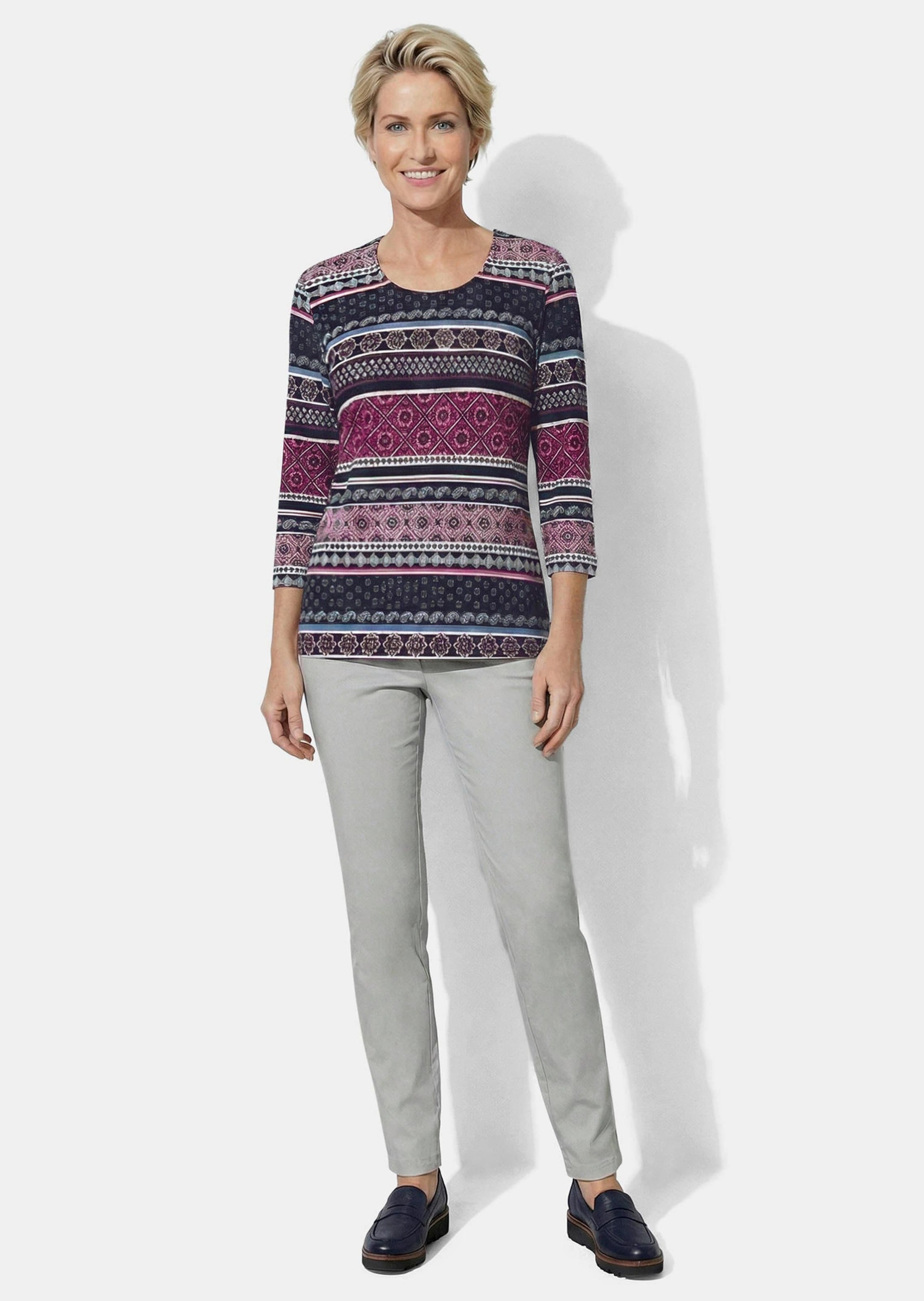 GOLDNER Print-Shirt »Jerseyshirt mit Rundhals« stretchbequemer Viskosejersey