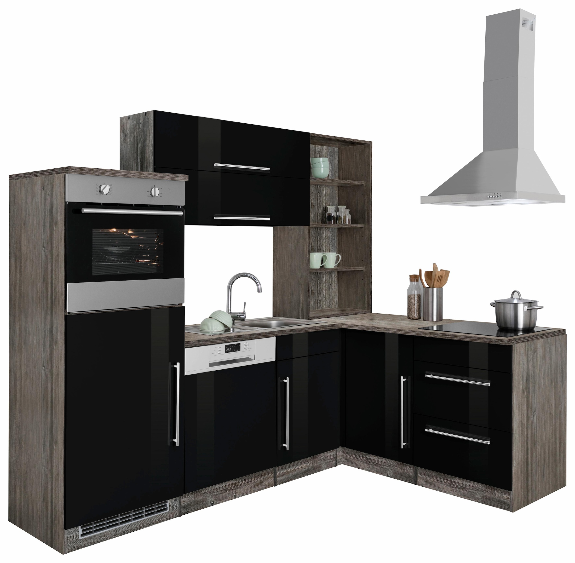 KOCHSTATION "KS-Samos" Stellbreite 230x170 cm, wahlweise mit E-Geräten, mit Arbeitsplatte