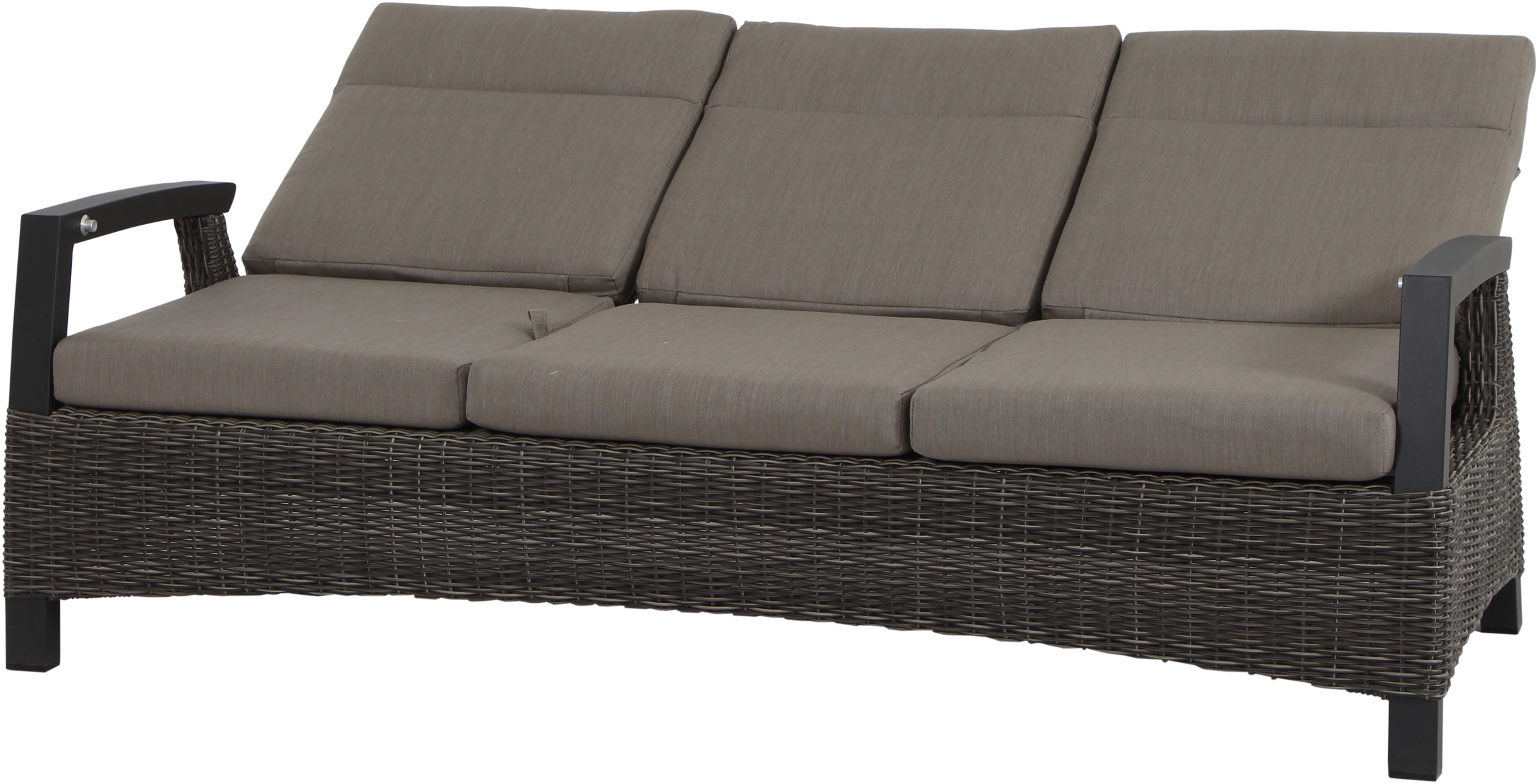 Siena Garden Gartenlounge-Bank »CORIDO Lounge 3er Sofa in charcoal grey« Gestell Alu matt anthrazit, mit Sitz- u. Rückenkissen taupe meliert