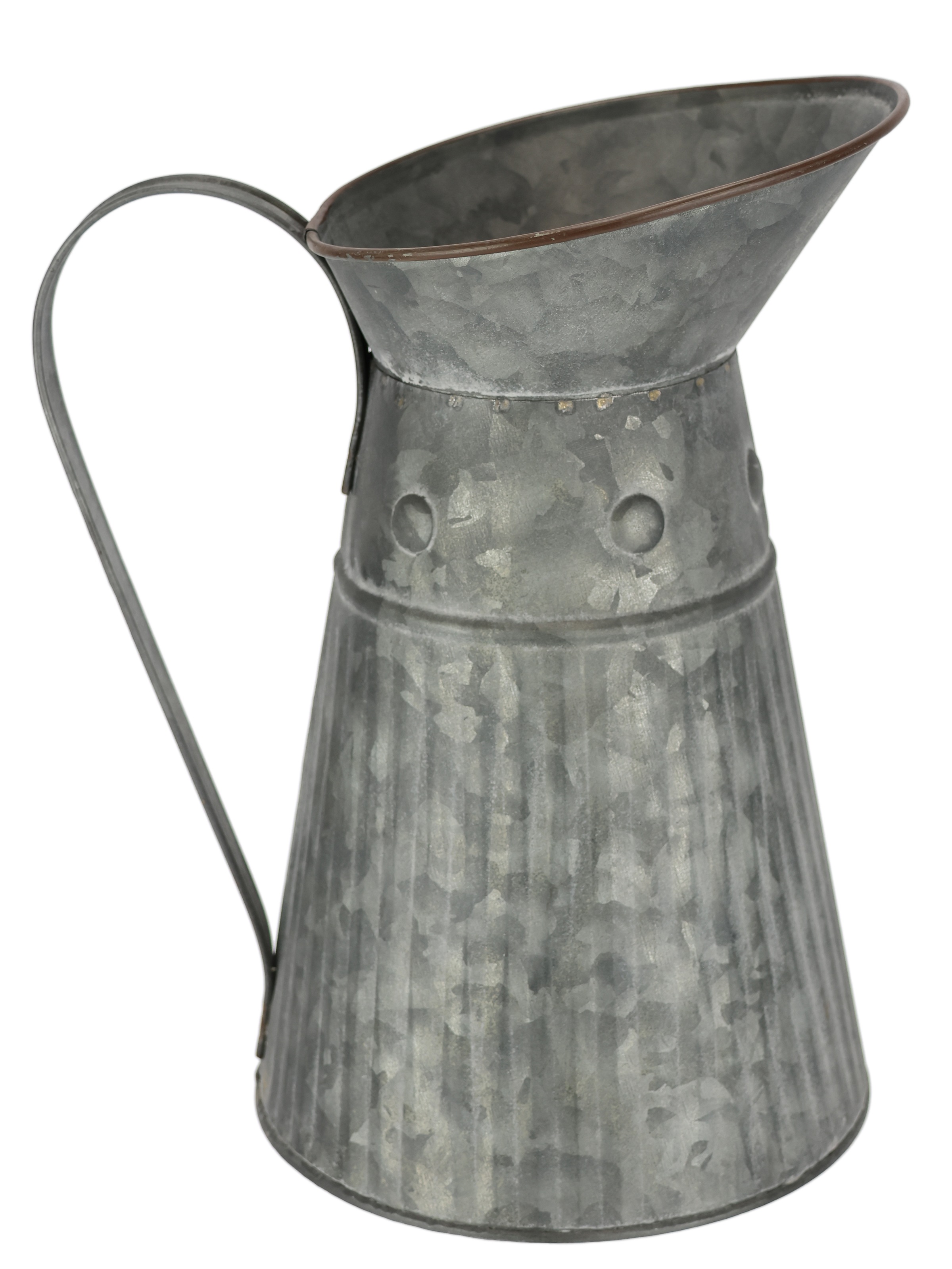 I.GE.A. Dekovase "Metall-Krug" Graue Deko-Kanne mit Riffelung Schlaghammer- günstig online kaufen