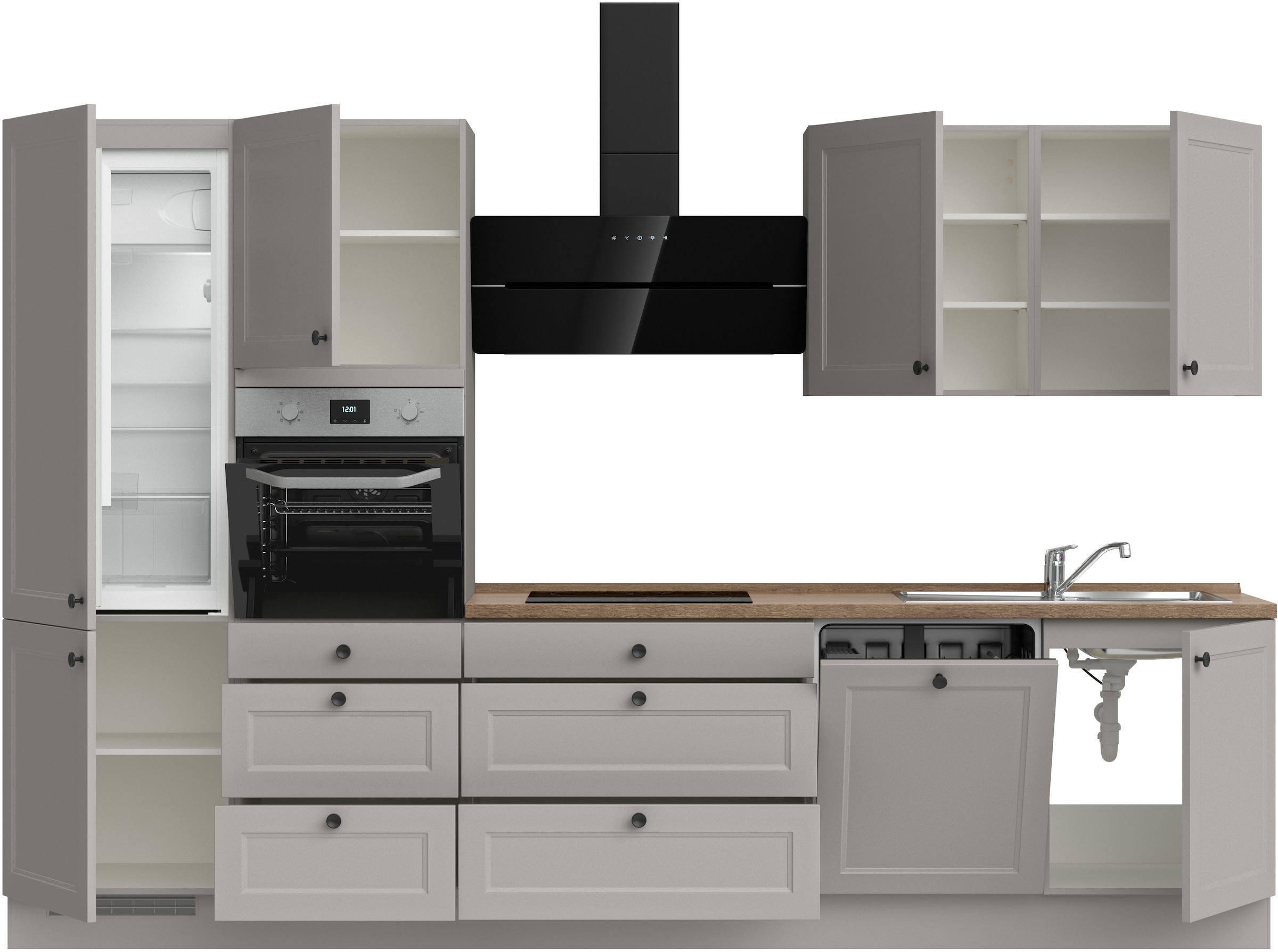 nobilia® Küchenzeile »"Cascada II"« vormontiert,  Ausrichtung wählbar, Breite 330 cm, wahlw. mit E-Geräten