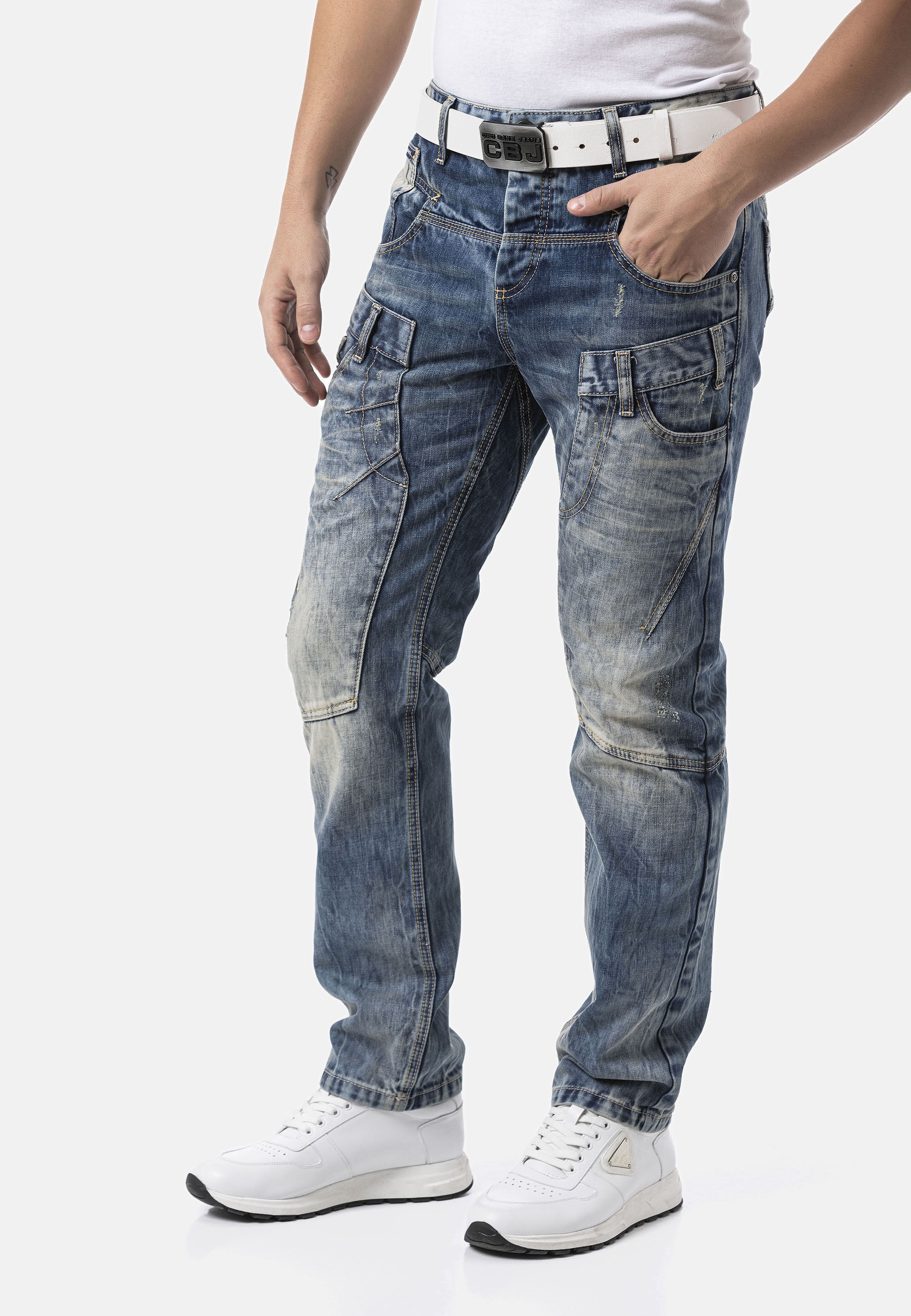 Cipo & Baxx Cargojeans »Cipo & Baxx Jeanshose CD911« mit Vintage-Used-Look