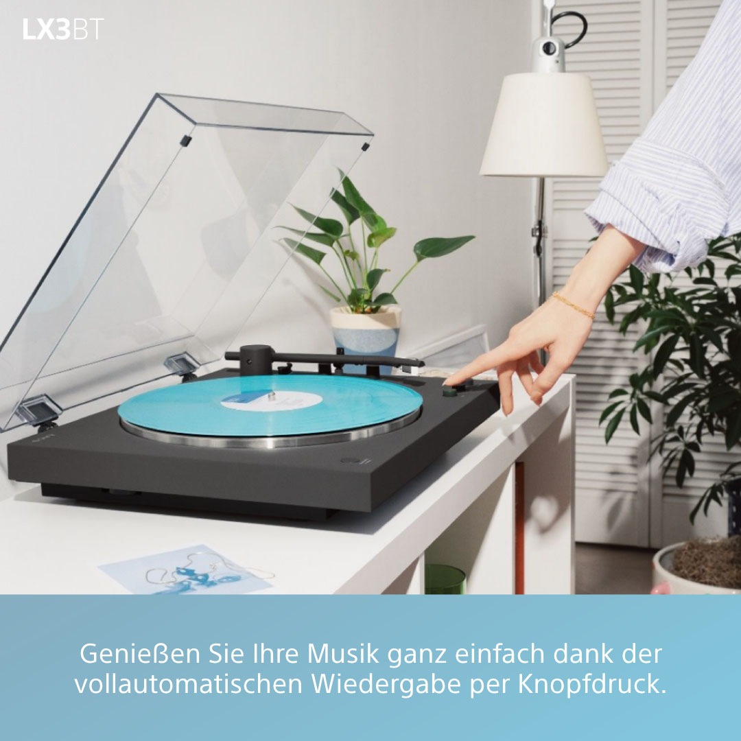 Sony Plattenspieler »PS-LX3BT + SRS-XB100« Vollautomatik, Hi Res Wi, Riemenantrieb, Phono Vorv., Staubschutzhaube