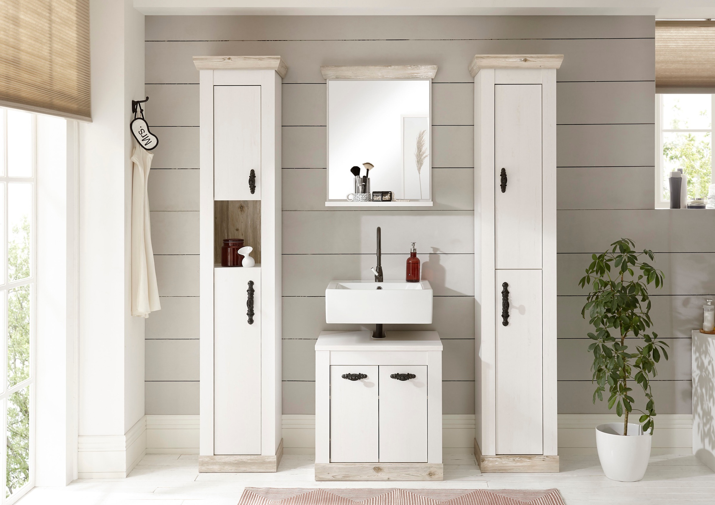 Home affaire Badmöbel-Set "Florenz, Bad im Landhausstil, 3-teiliges Badezim günstig online kaufen