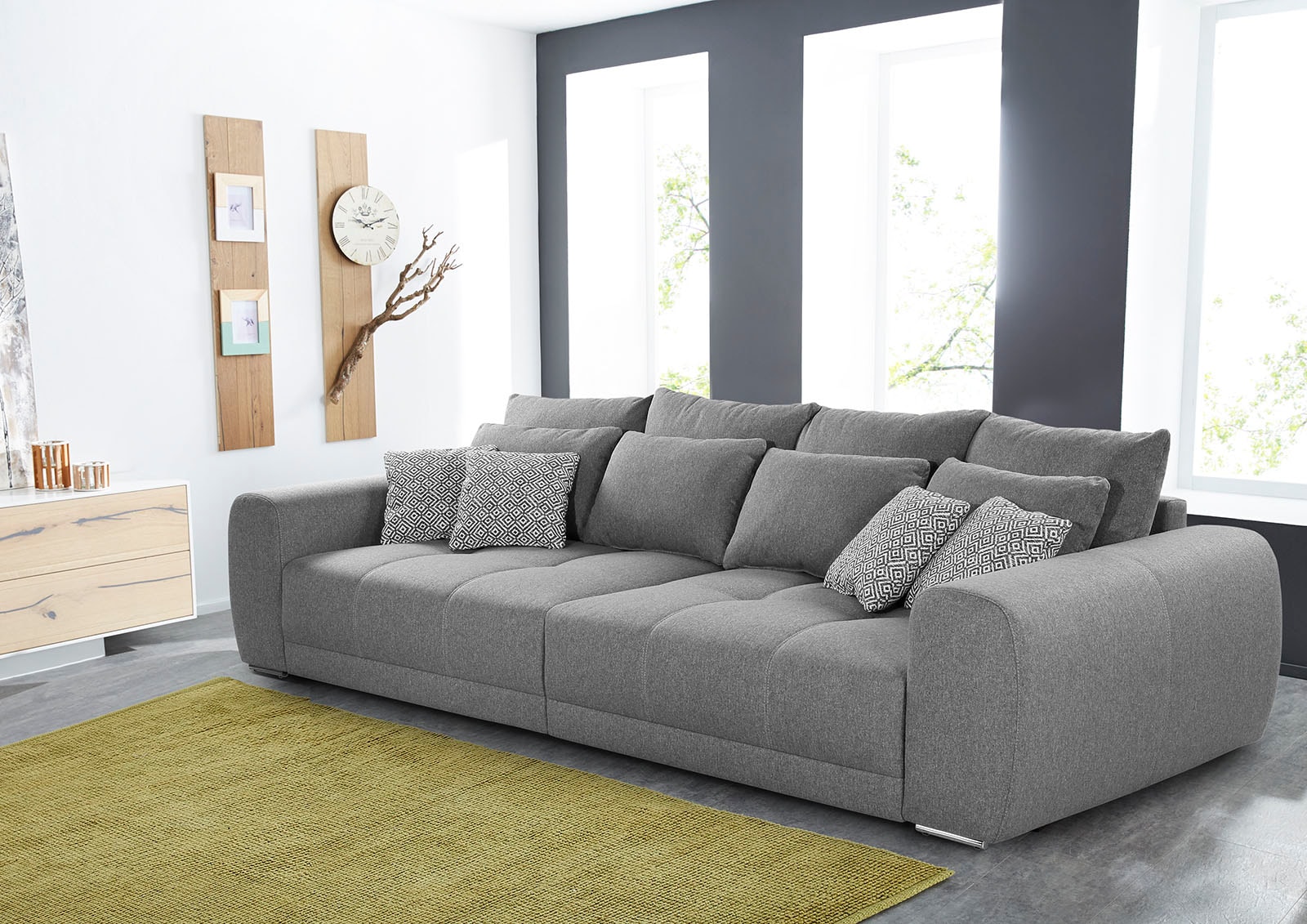 Jockenhöfer Gruppe Big-Sofa "Moldau, B. 306 cm, mit Federkernpolsterung, Liegefläche 120x240 cm" Mega-Sofa im XXL-Format, Federkern, 12 Kissen