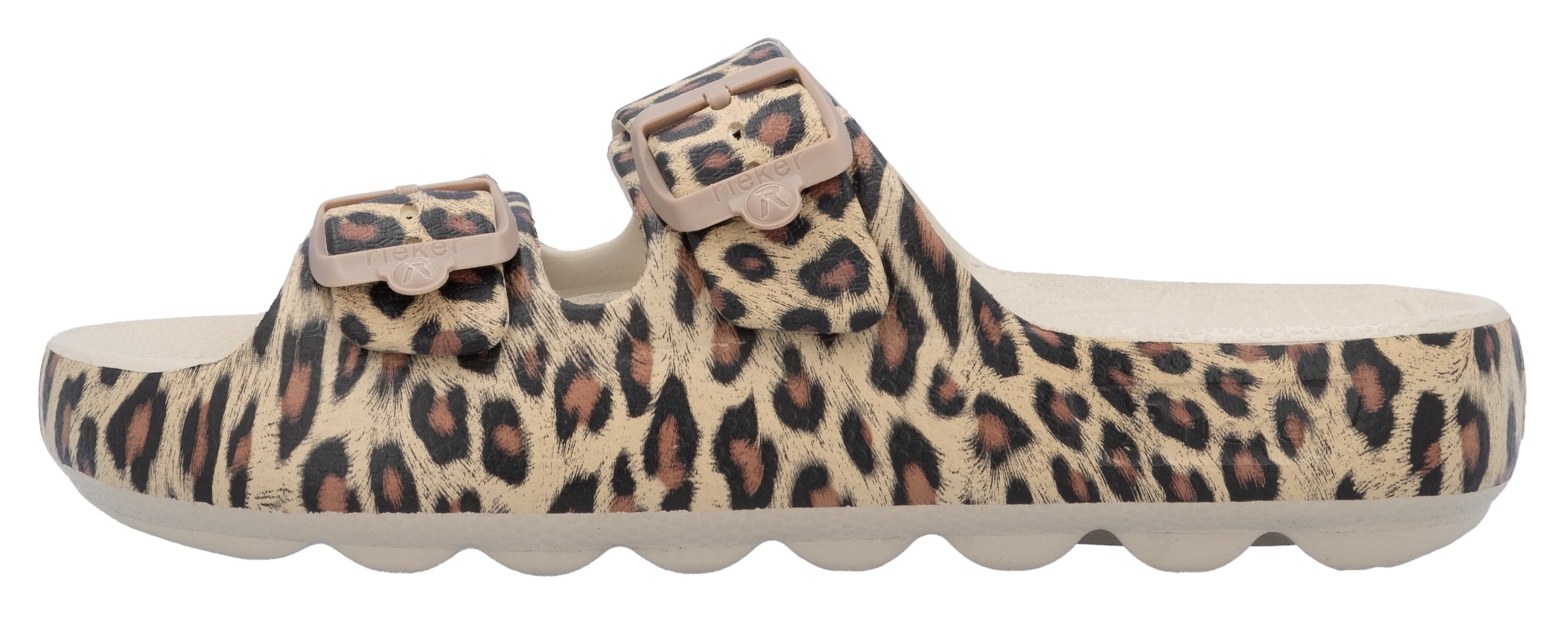 RIEKER Sport Pantolette, Sommerschuh, Strandschuh, Hausschuh mit zwei verstellbaren Schnallen