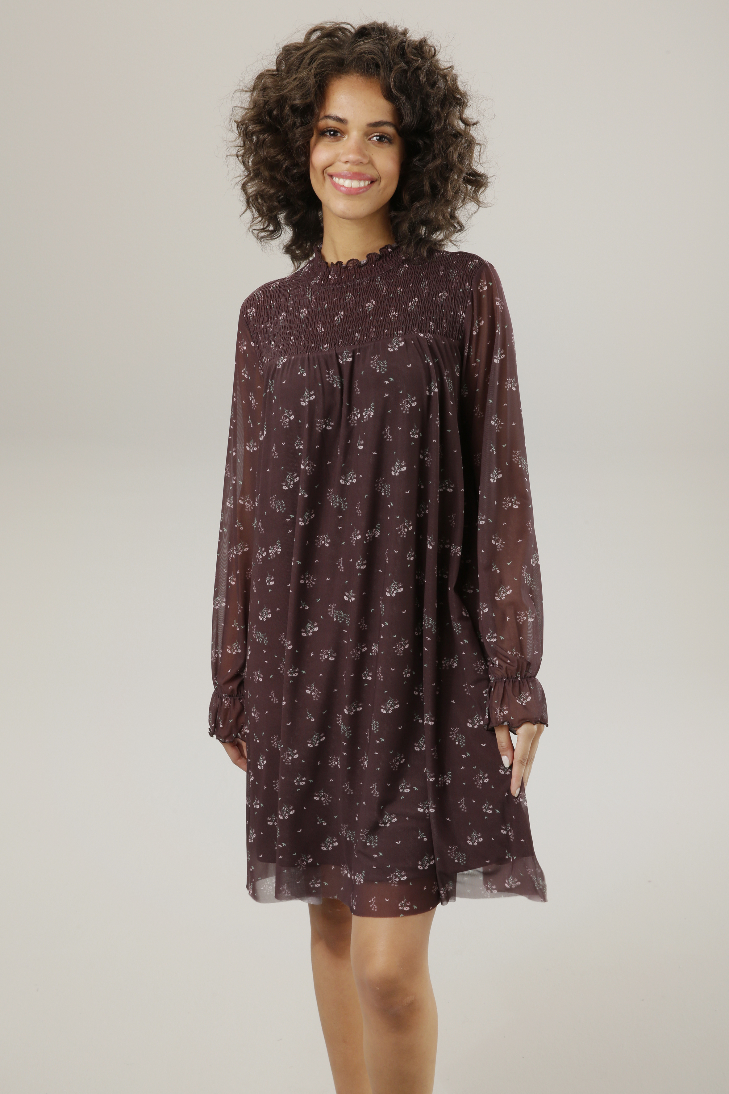Blusenkleid, mit romantischen Blümchen bedruckt