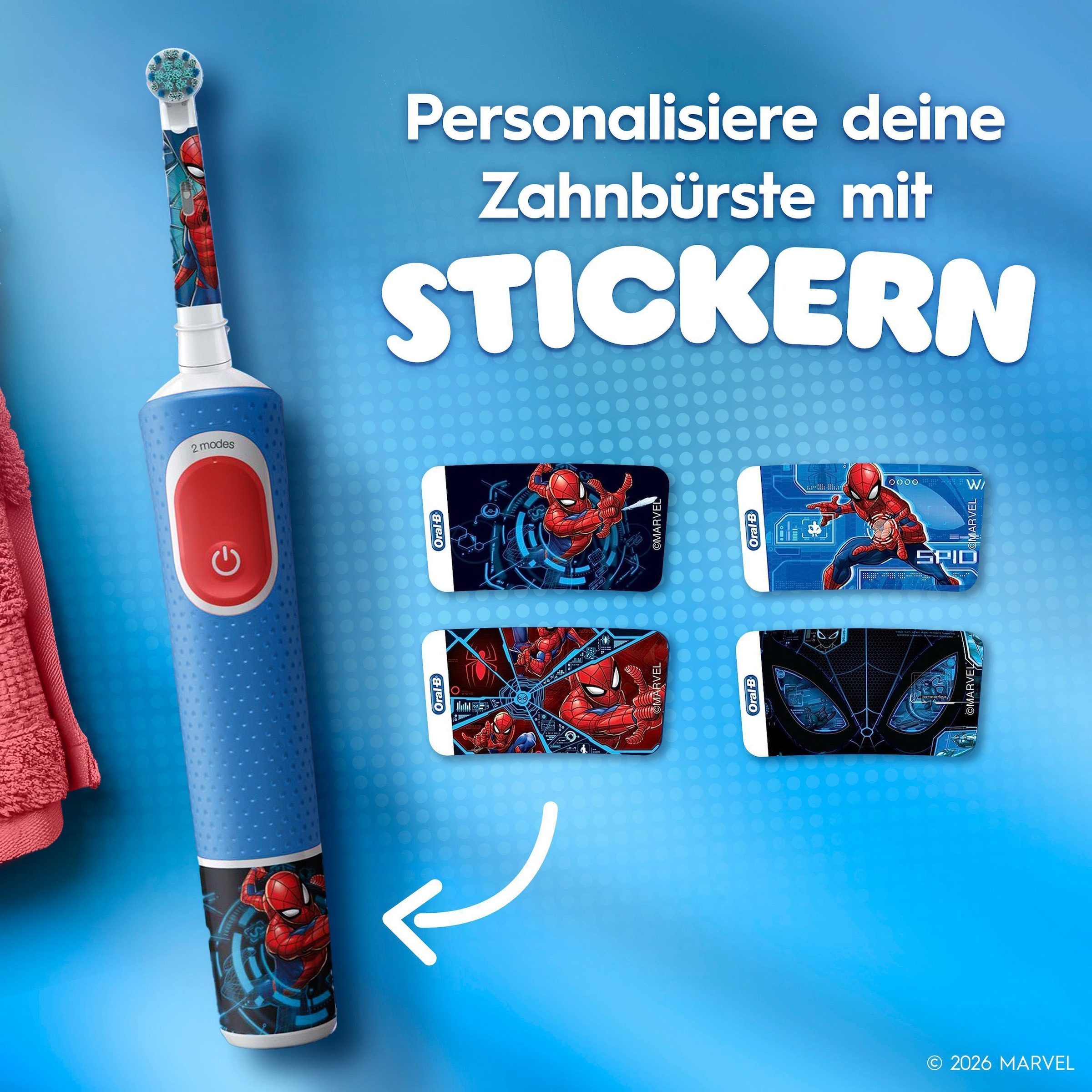 Oral-B Elektrische Zahnbürste »Pro Kids Spiderman« 1 Stk. Aufsteckbürsten für Kinder ab 3 Jahren