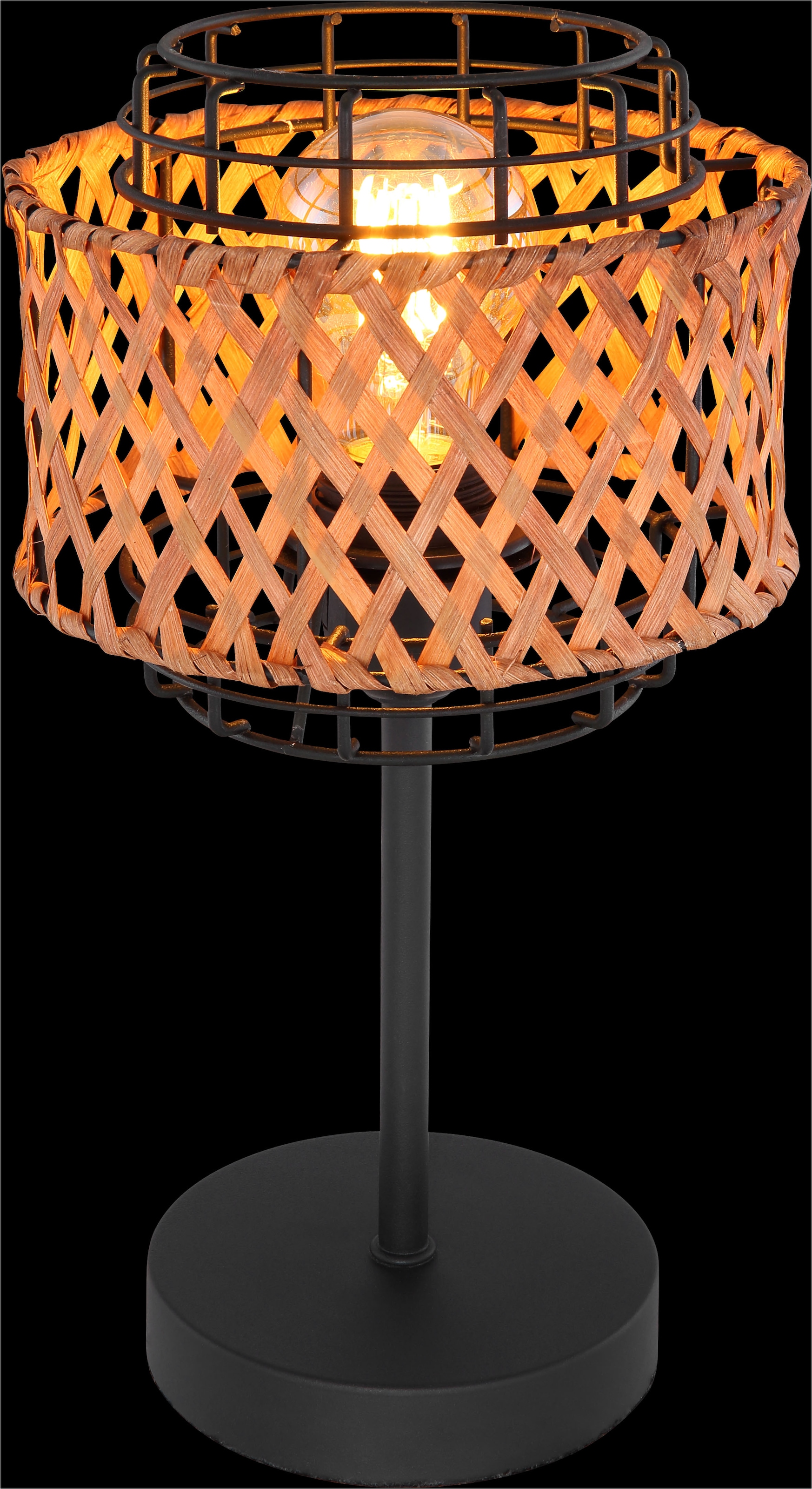 GLOBO LIGHTING Tischleuchte »GINA«, Leuchtmittel E27 | ohne Leuchtmittel, Tischlampe/Bambus/Geflecht/vintage/Wohnbereich/Schlafzimmer