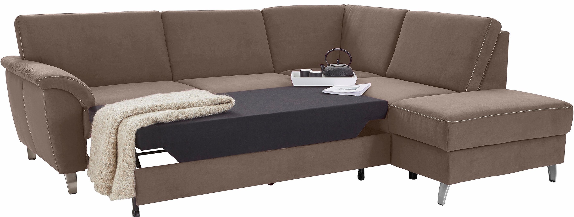 sit&more Ecksofa »Texel L-Form«, mit Federkern, wahlweise mit Bettfunktion und Bettkasten