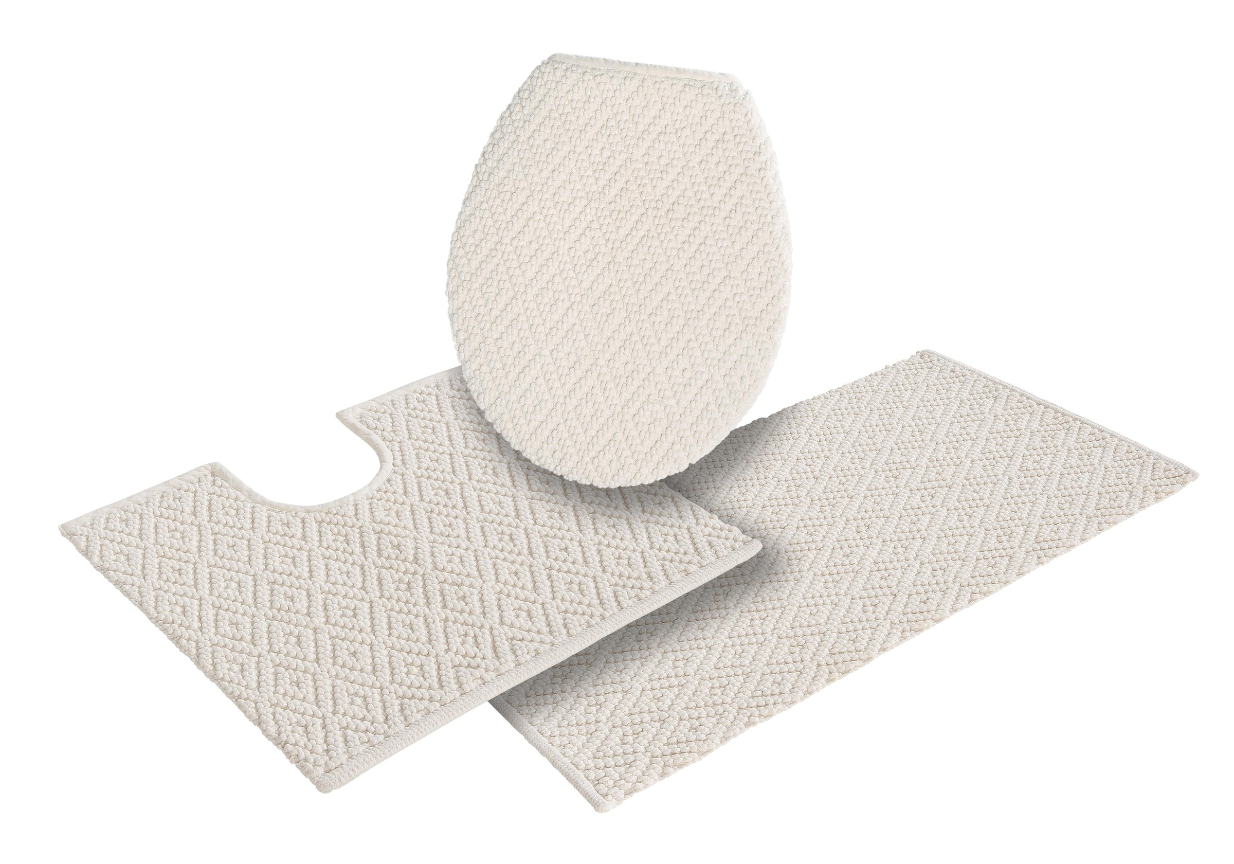 my home Badematte »Numan, Badvorleger, Badezimmer Teppich«, strapazierfähig-fußbodenheizungsgeeignet, Rauten-Muster, Badteppich, auch als 3 teiliges Set erhältlich