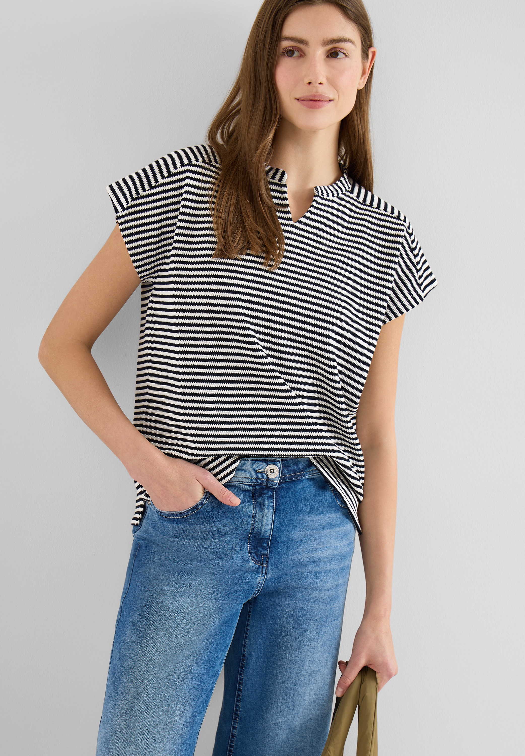 Cecil Rundhalsshirt im soften Baumwoll-Mix günstig online kaufen