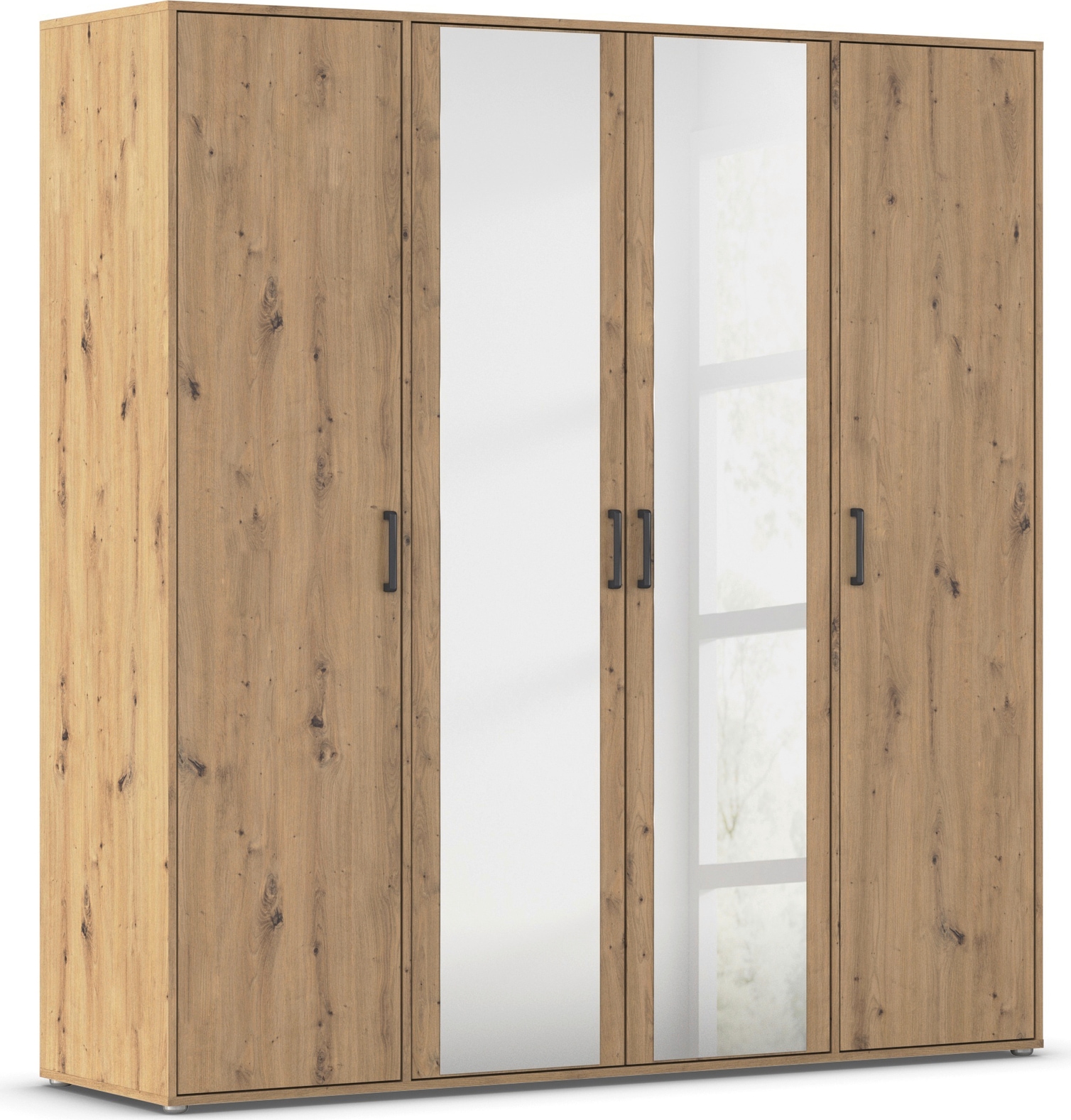 rauch "Kleiderschrank Schrank Garderobe Wäscheschrank VOYAGER" in 3 verschiedenen Ausstattungen BASIC/CLASSIC/PREMIUM, mit modernen Griffen in Graumetallic und Spiegel