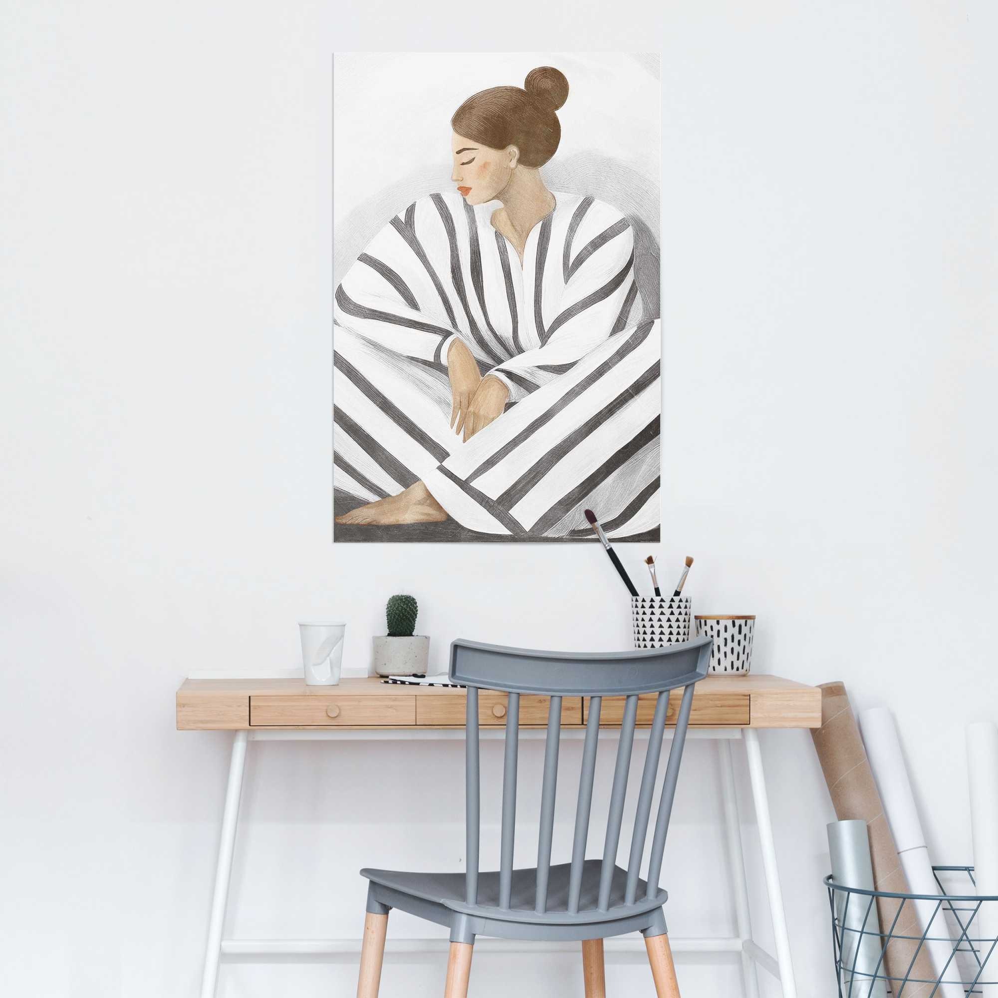 Reinders! Poster »Zen-Dame grau«, Schlafzimmer - Weiß - 150 gr. Papier - Frauen - 61x91,5 cm
