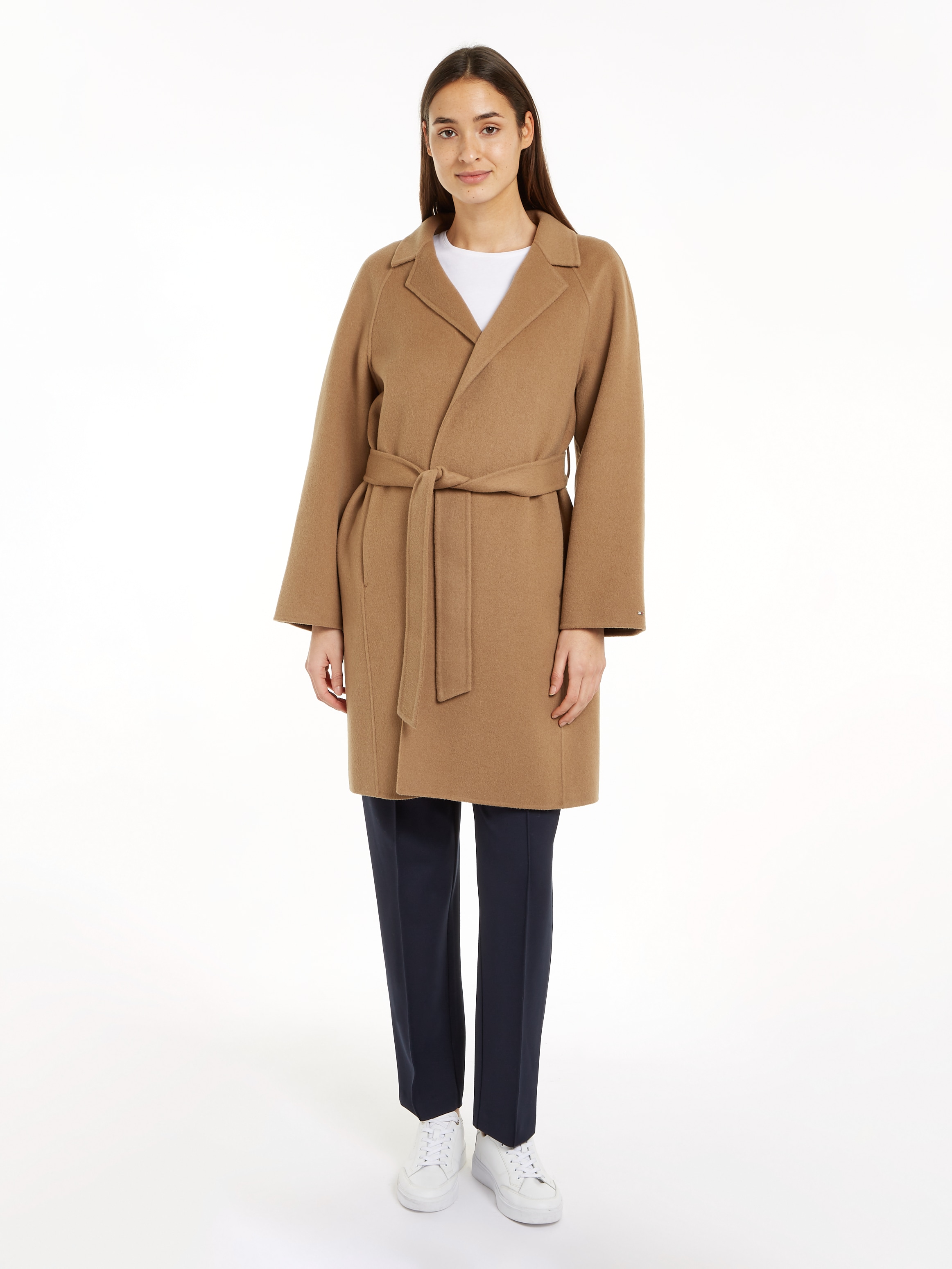 Tommy Hilfiger Kurzmantel »REG DF WOOL BELTED COAT«, mit Gürtel