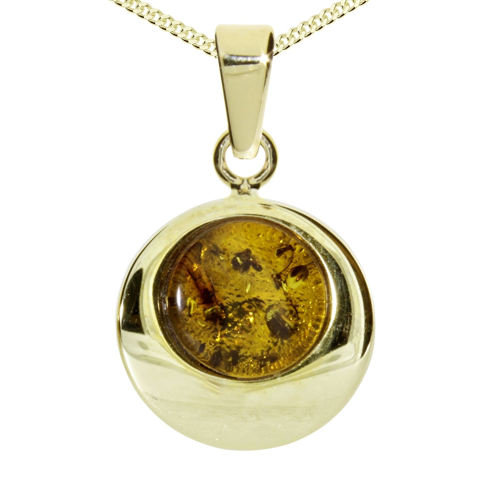 Kette mit Anhänger OSTSEE-SCHMUCK "Ostsee-Schmuck Kette mit Anhänger Alina 12 mm" Gr. 42, gold, Halsketten, Damen, 42cm, Silber 925 (Sterlingsilber), L: 42